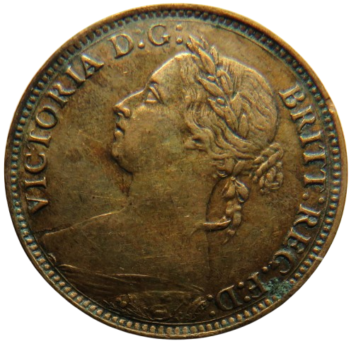 1888 Queen Victoria Bun Head Farthing Coin - Great Britain
