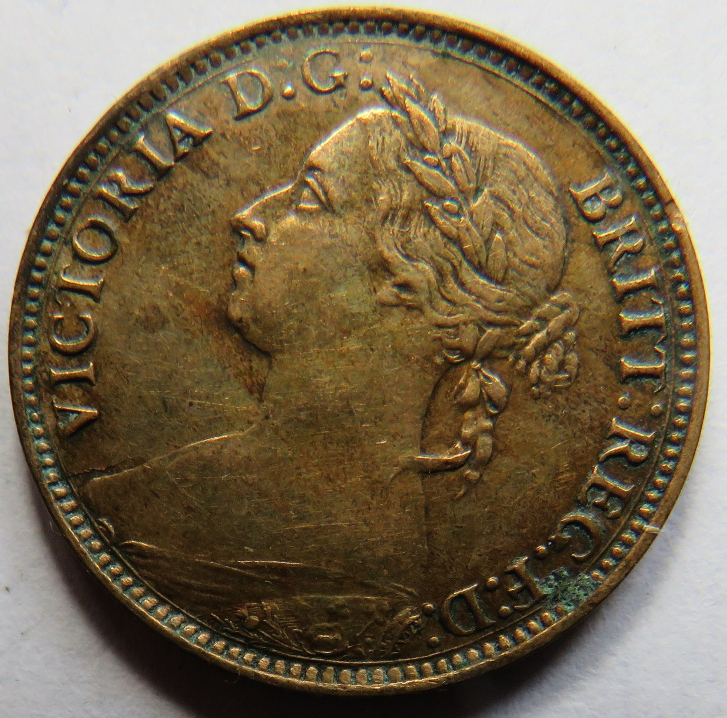 1888 Queen Victoria Bun Head Farthing Coin - Great Britain