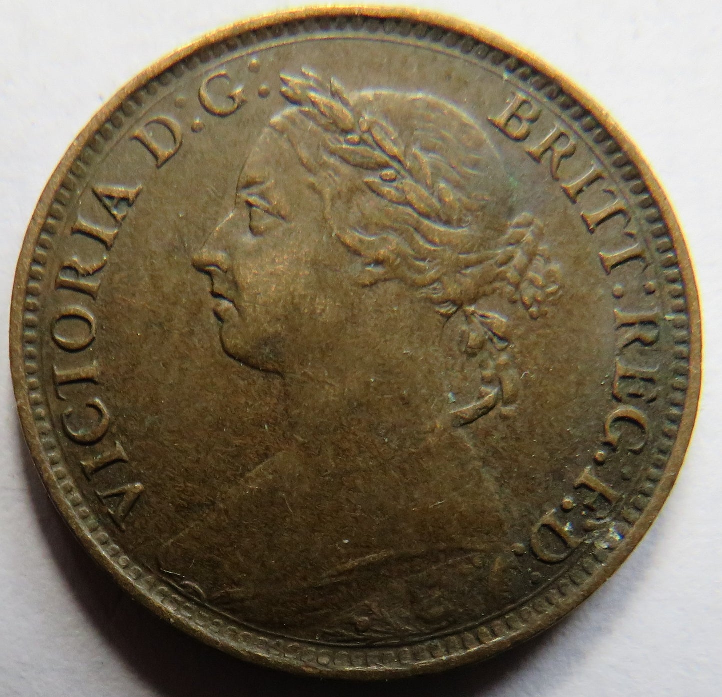 1893 Queen Victoria Bun Head Farthing Coin - Great Britain