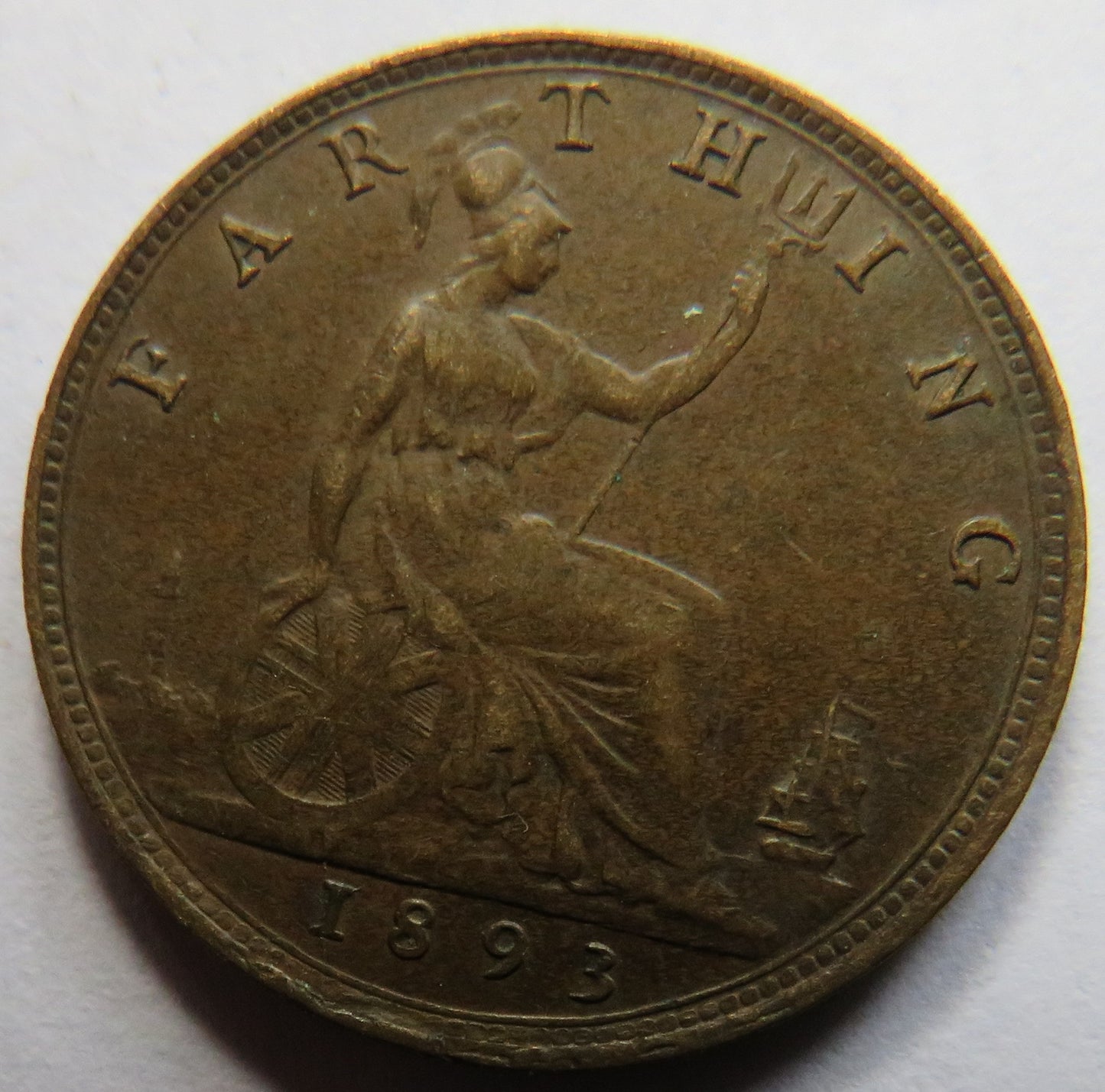 1893 Queen Victoria Bun Head Farthing Coin - Great Britain