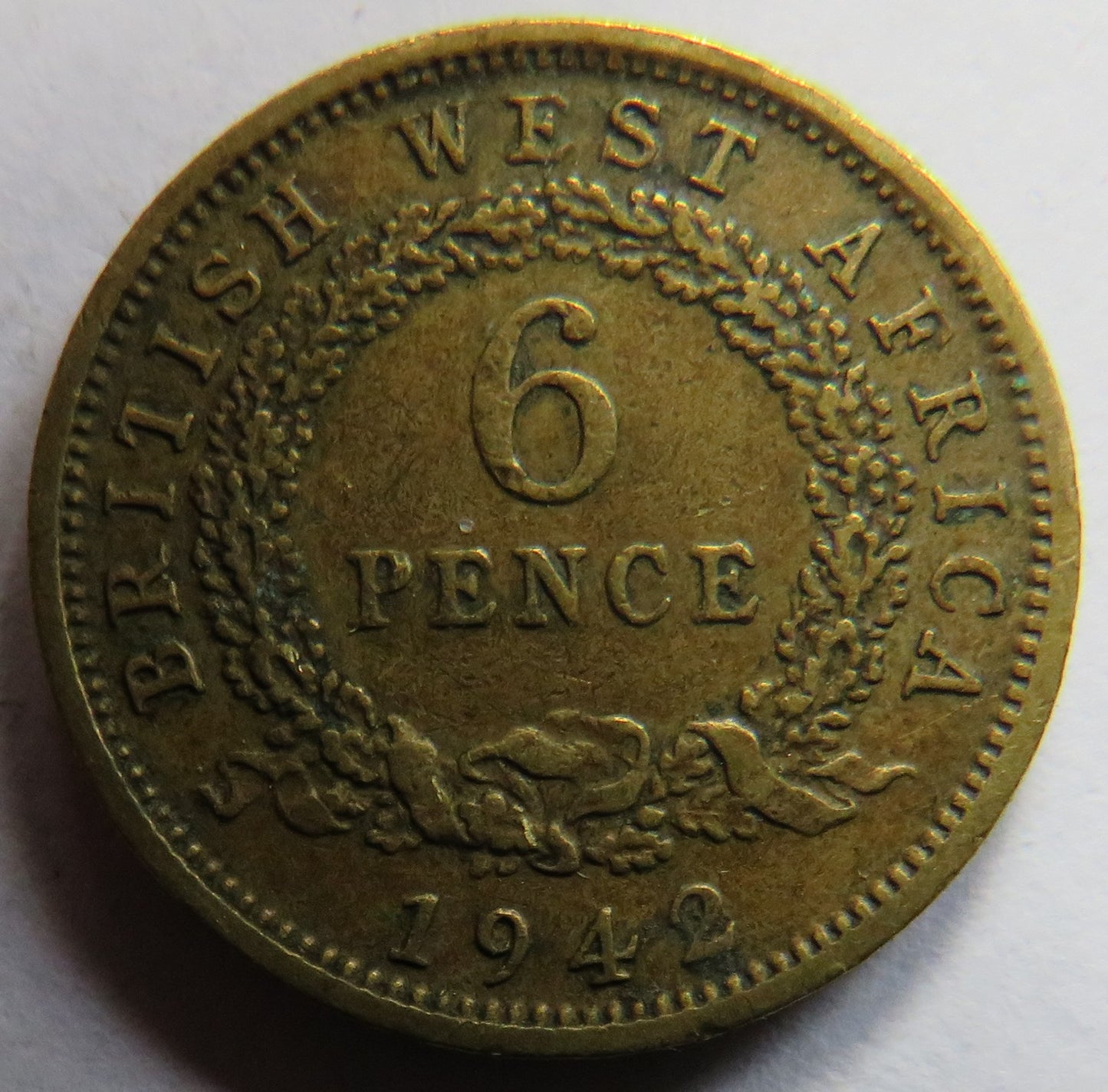 1942 King George VI British West Africa 6 Sixpence Coin