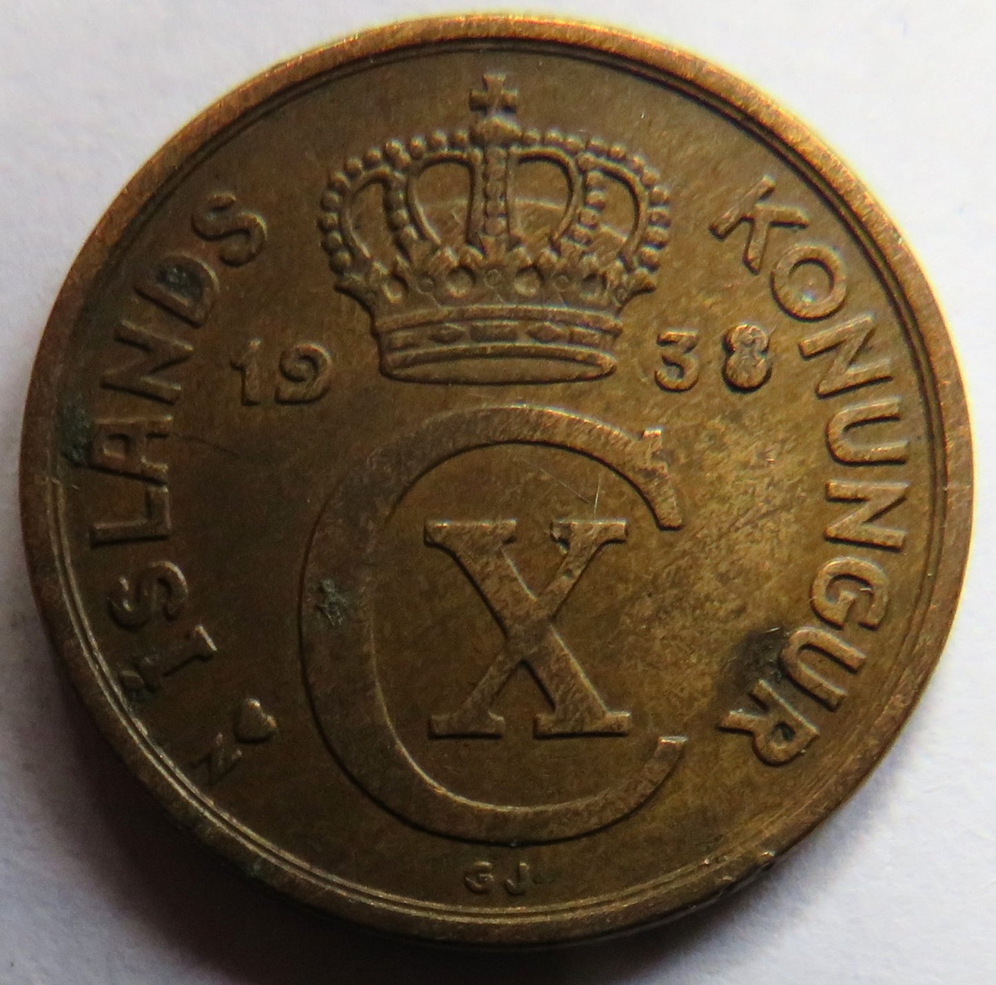 1938 Iceland 2 Aurar Coin