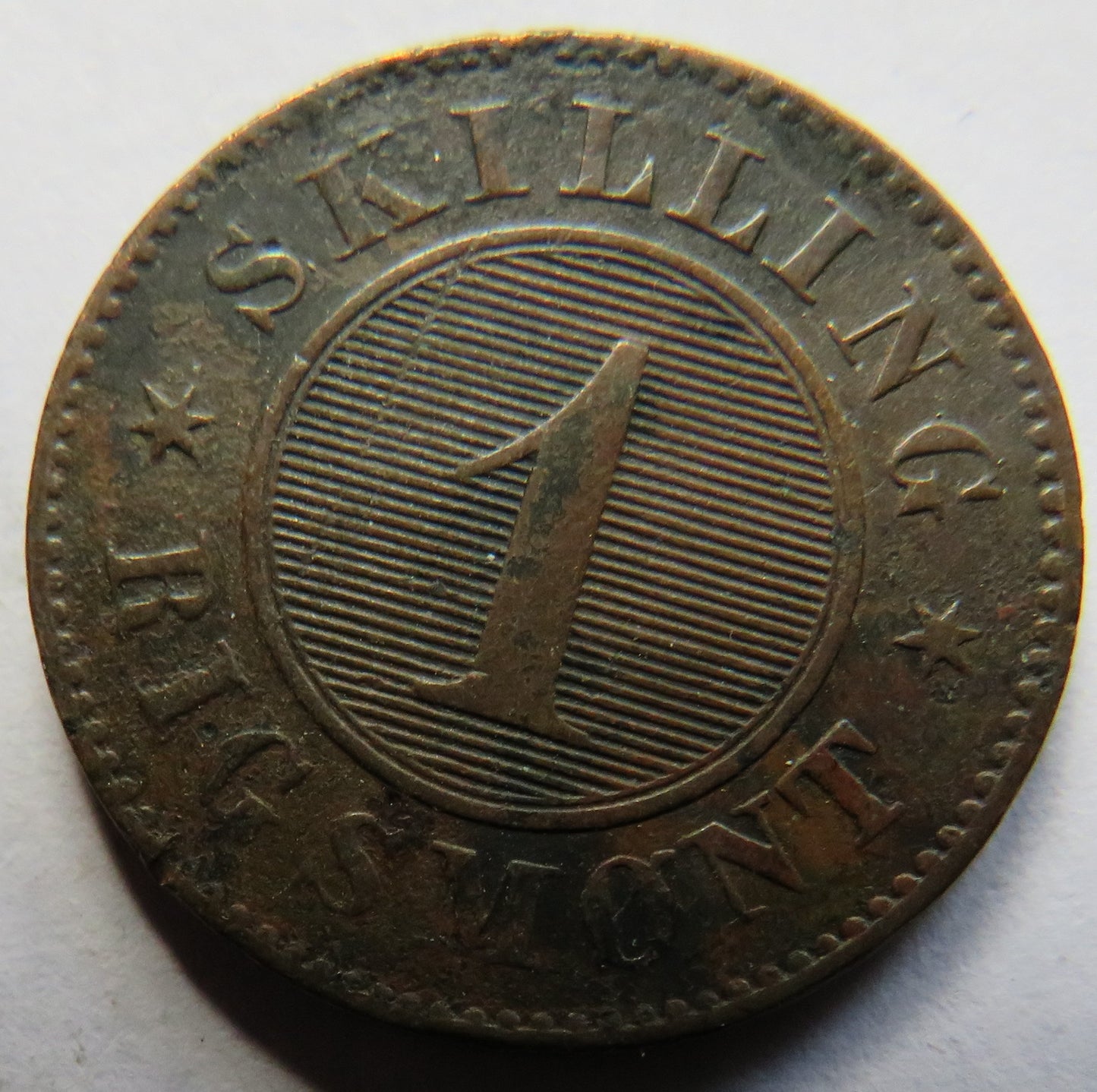 1856 Denmark Skilling Rigsmont Coin
