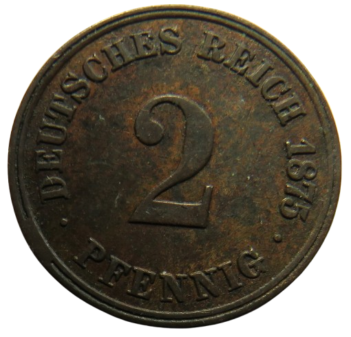 1875-J Germany 2 Pfennig Coin