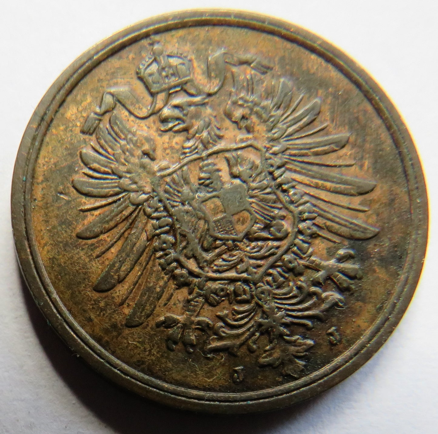 1875-J Germany 2 Pfennig Coin
