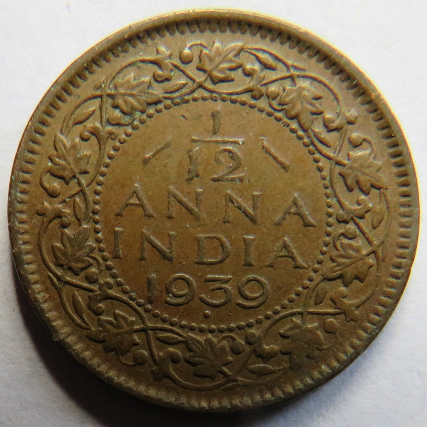 1939 King George VI India 1/12th Anna Coin