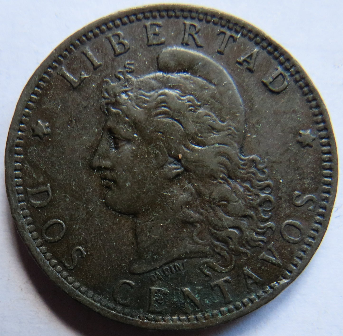 1892 Argentina 2 Centavos Coin