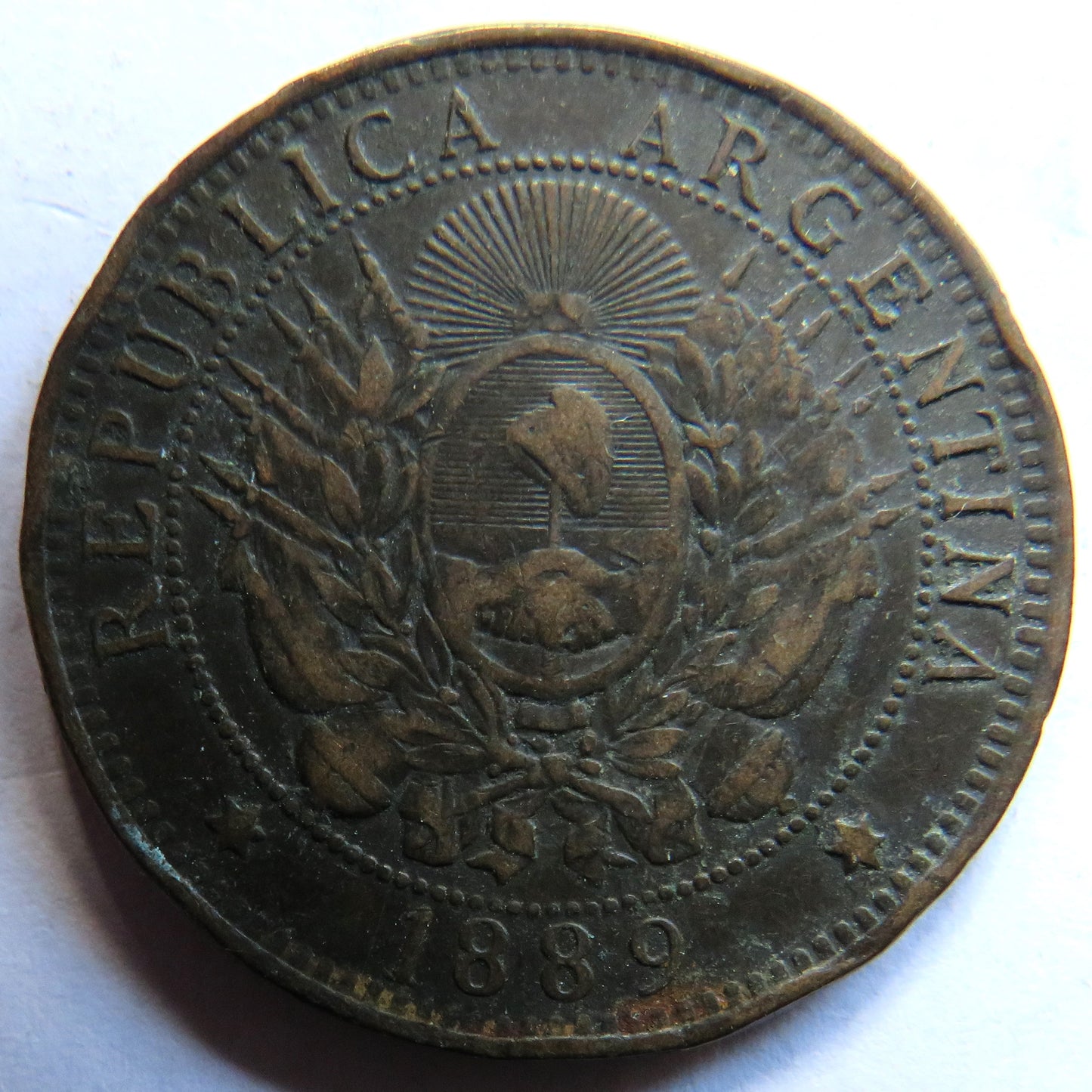 1889 Argentina 2 Centavos Coin