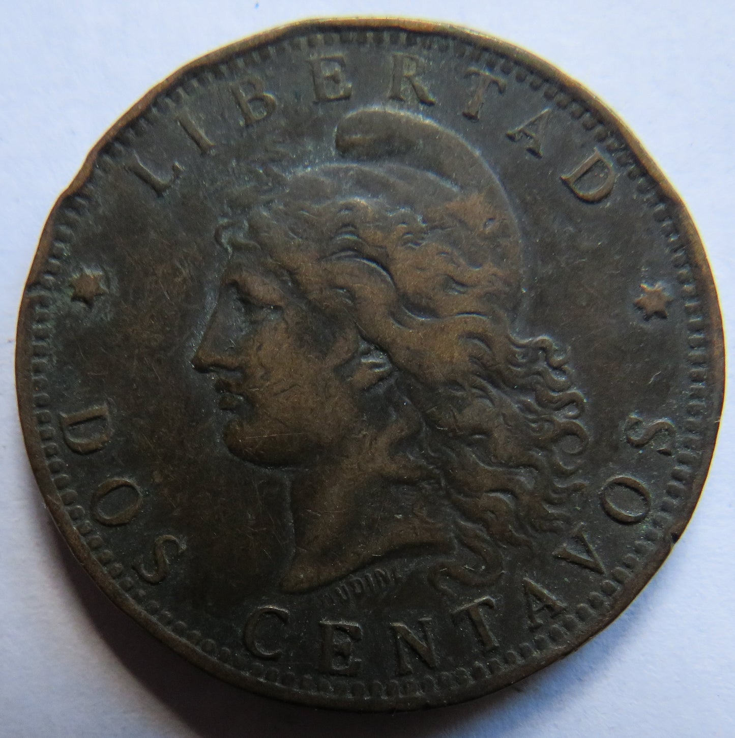 1889 Argentina 2 Centavos Coin