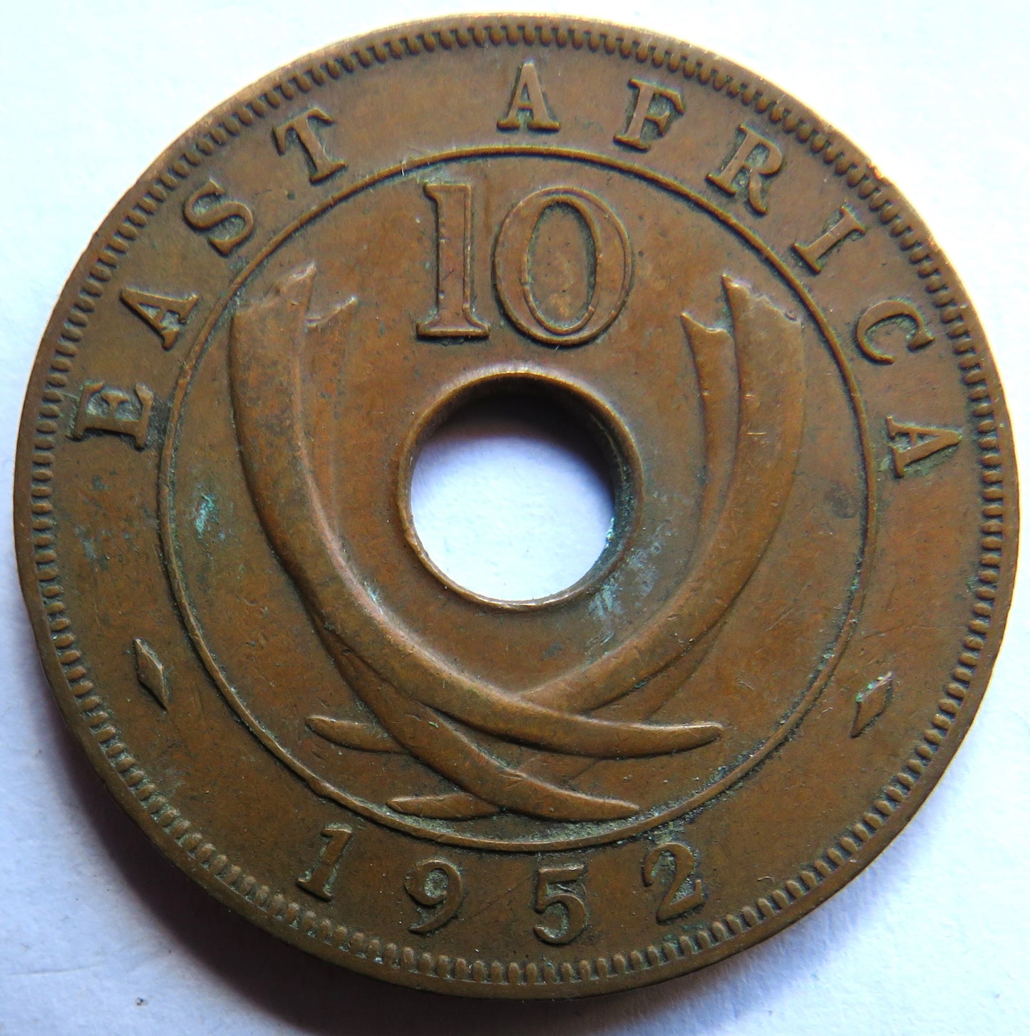 1952 East Africa 10 Cents Coin