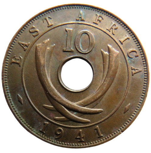 1941 East Africa 10 Cents Coin