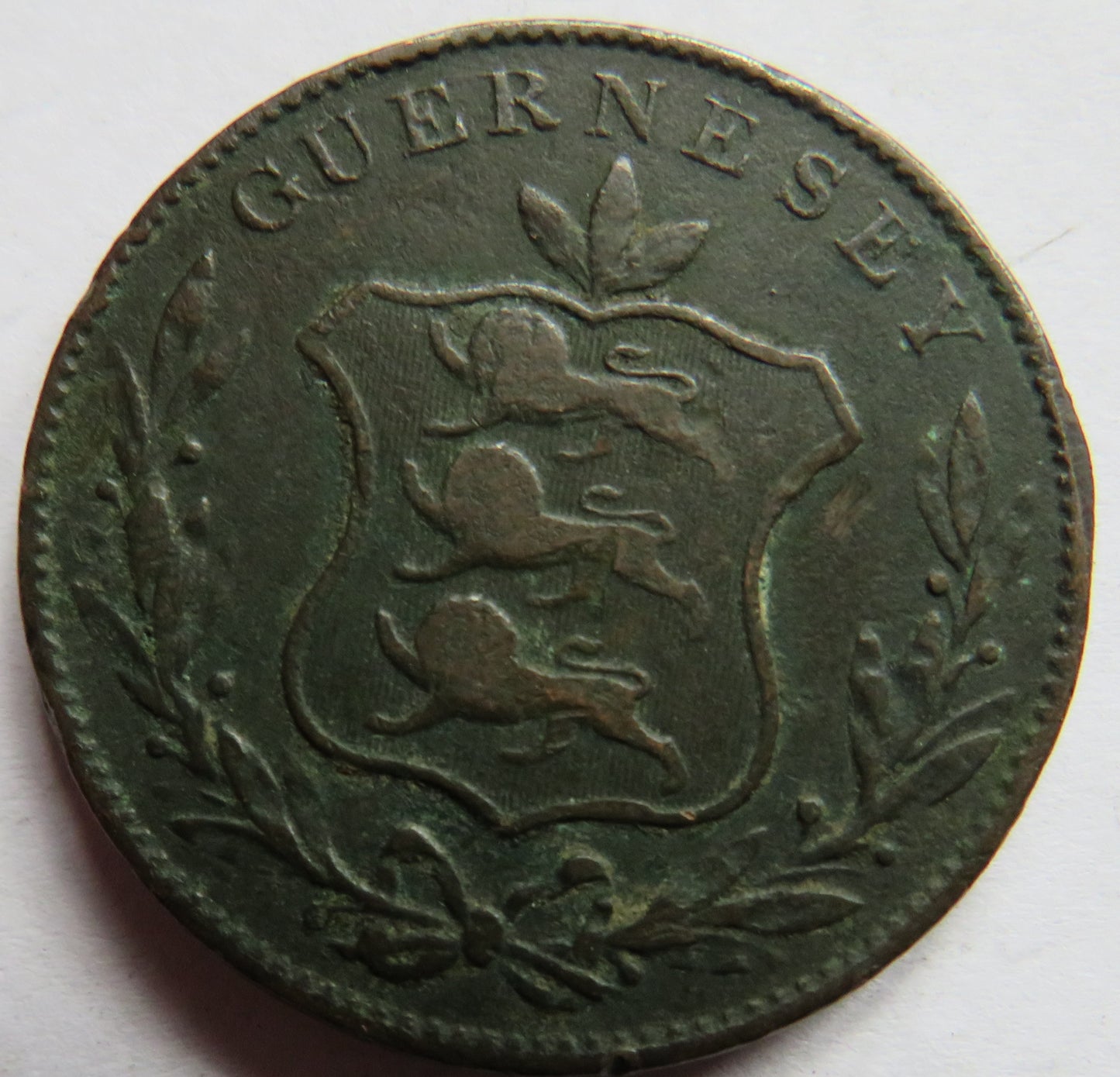 1834 Guernsey 8 Doubles Coin
