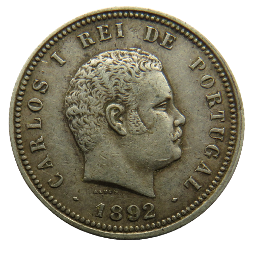 1892 Portugal Silver 200 Reis Coin