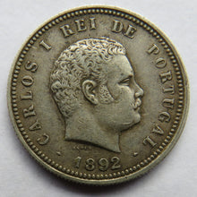 Load image into Gallery viewer, 1892 Portugal Silver 200 Reis Coin
