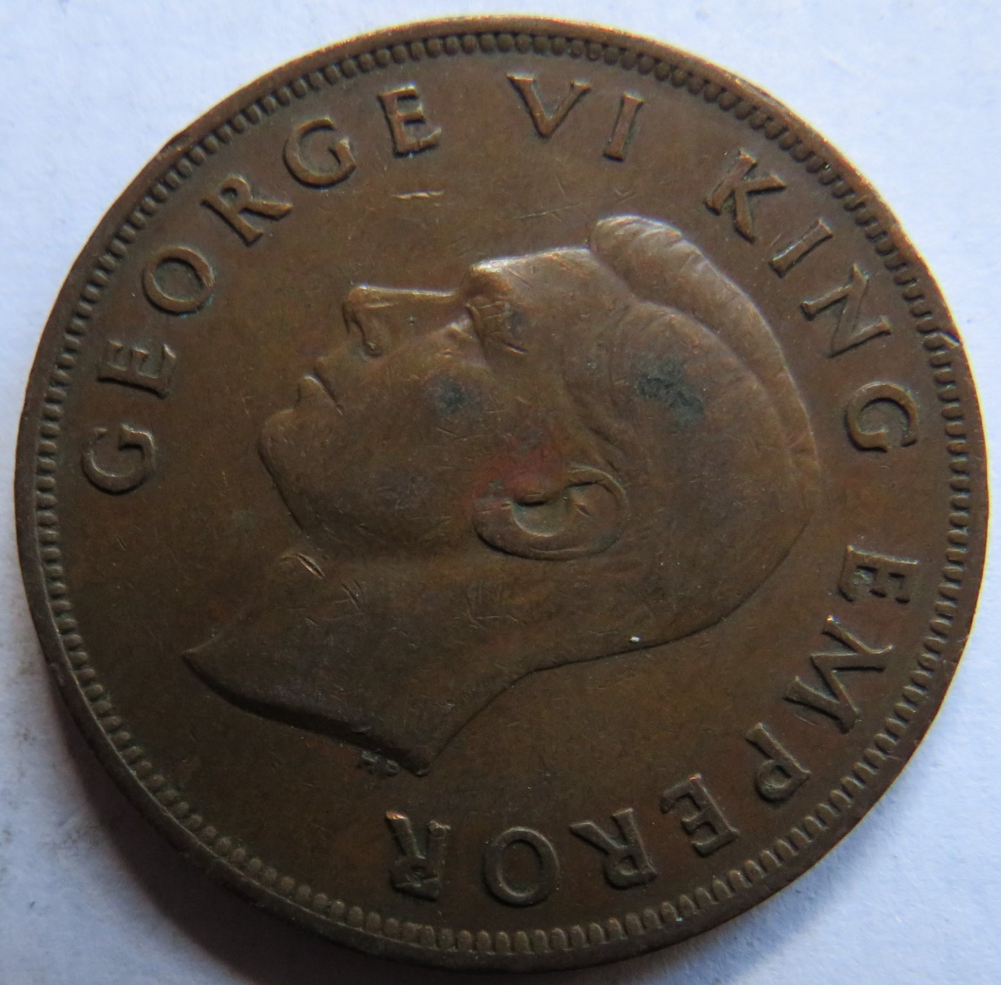 1943 King George VI New Zealand One Penny Coin