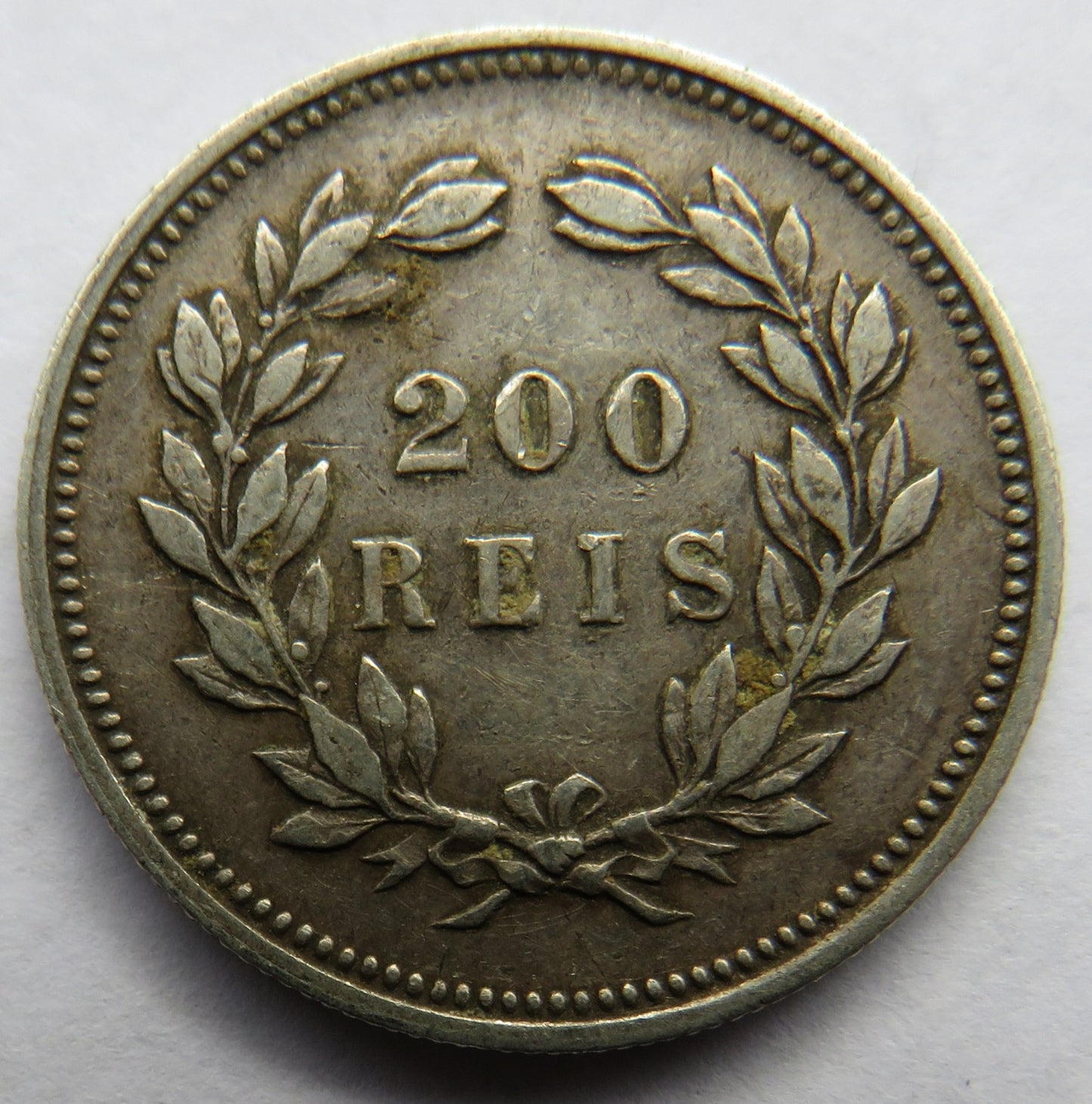 1892 Portugal Silver 200 Reis Coin