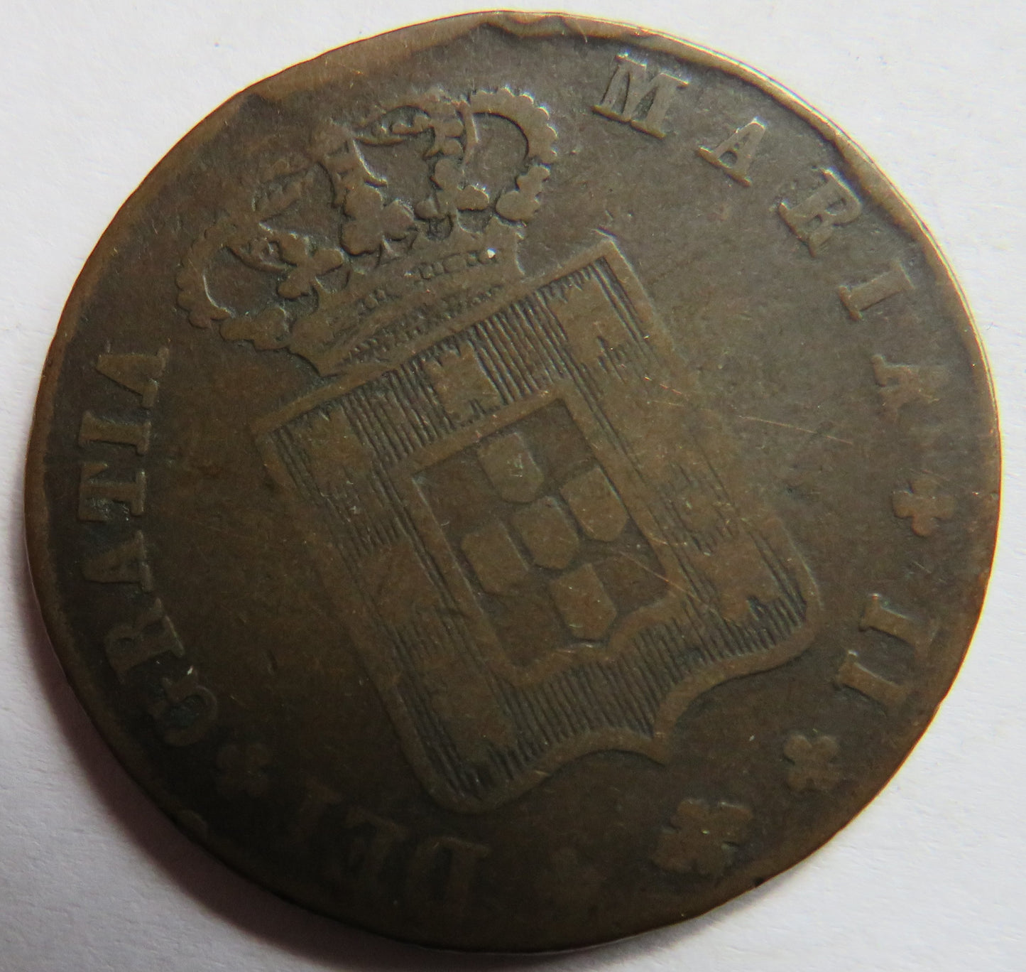 1836 Portugal 10 Reis Coin