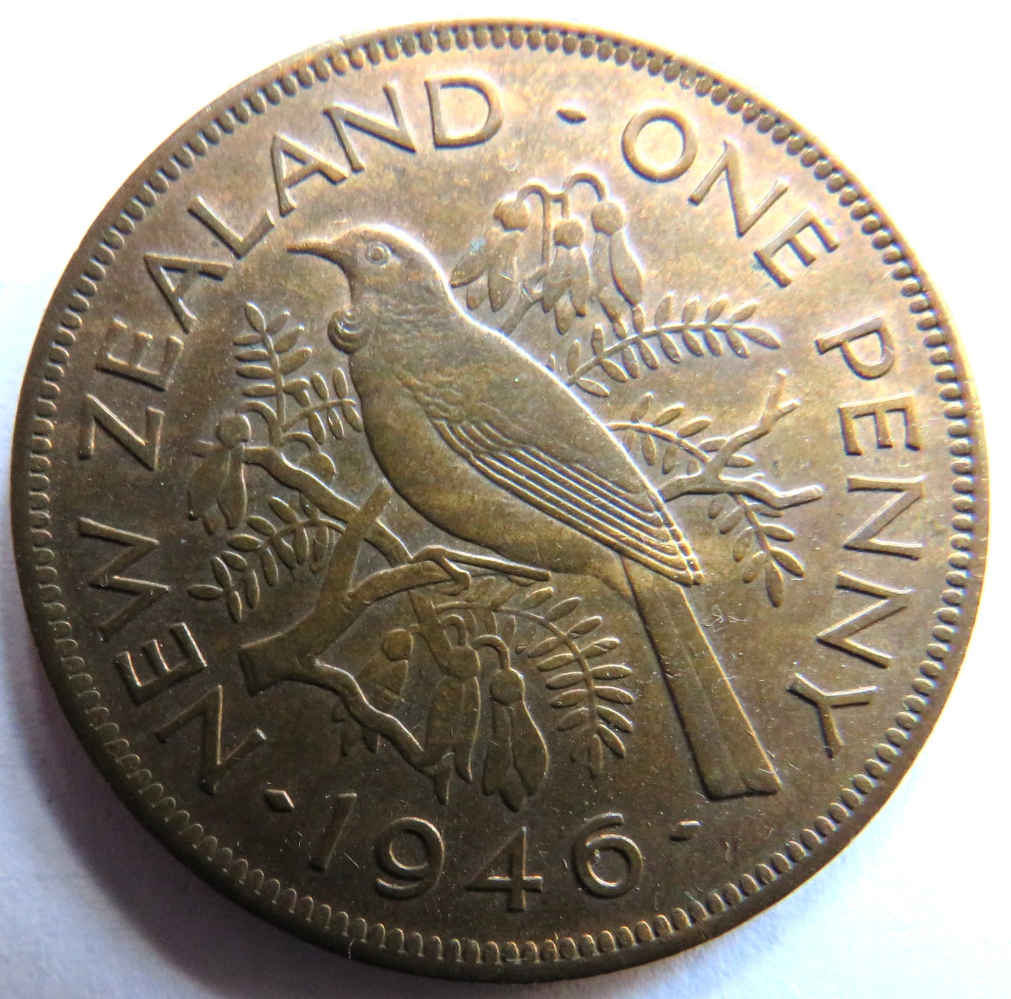 1946 King George VI New Zealand One Penny Coin In High Grade