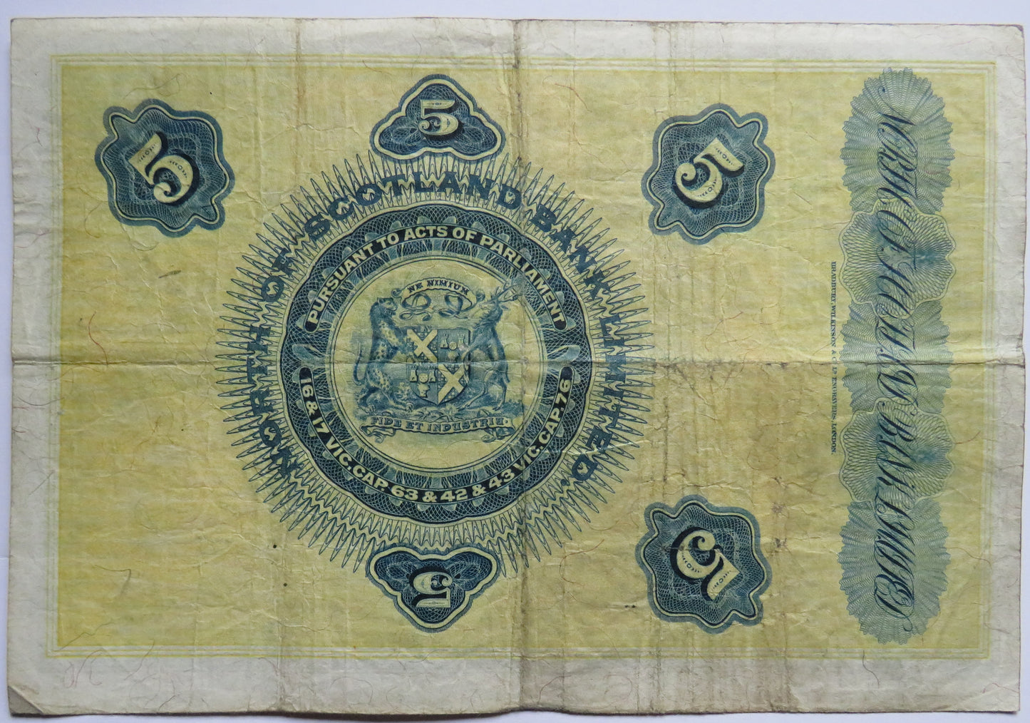 1928 North of Scotland Bank Limited £5 Five Pound Banknote