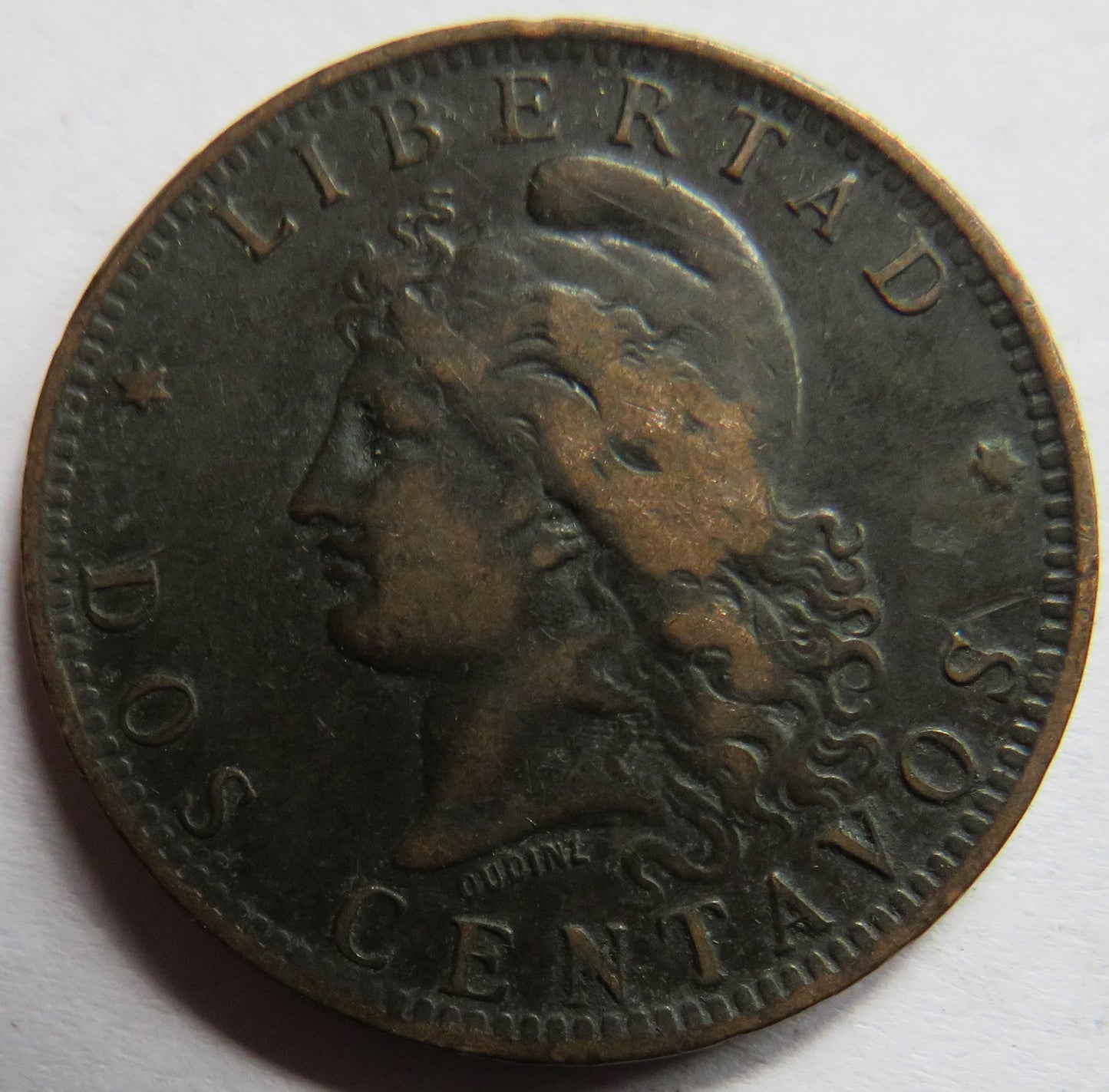 1890 Argentina 2 Centavos Coin