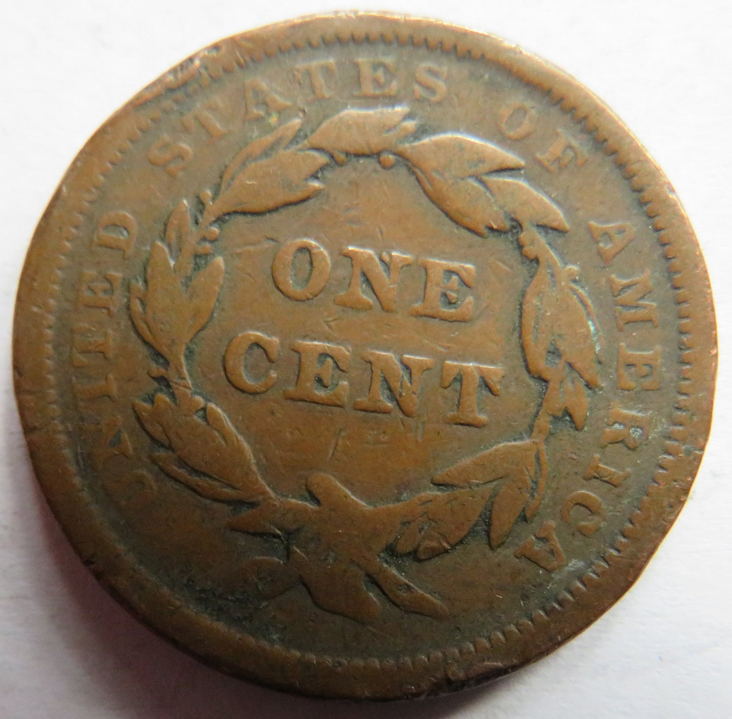 1842 United States of America Braided Hair One Cent Coin