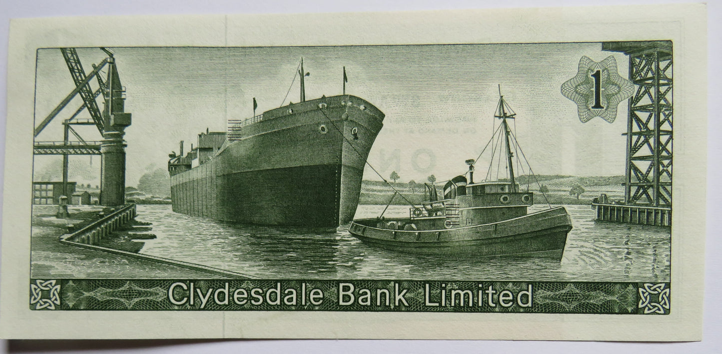 1967 Clydesdale Bank Limited £1 One Pound Banknote Unc