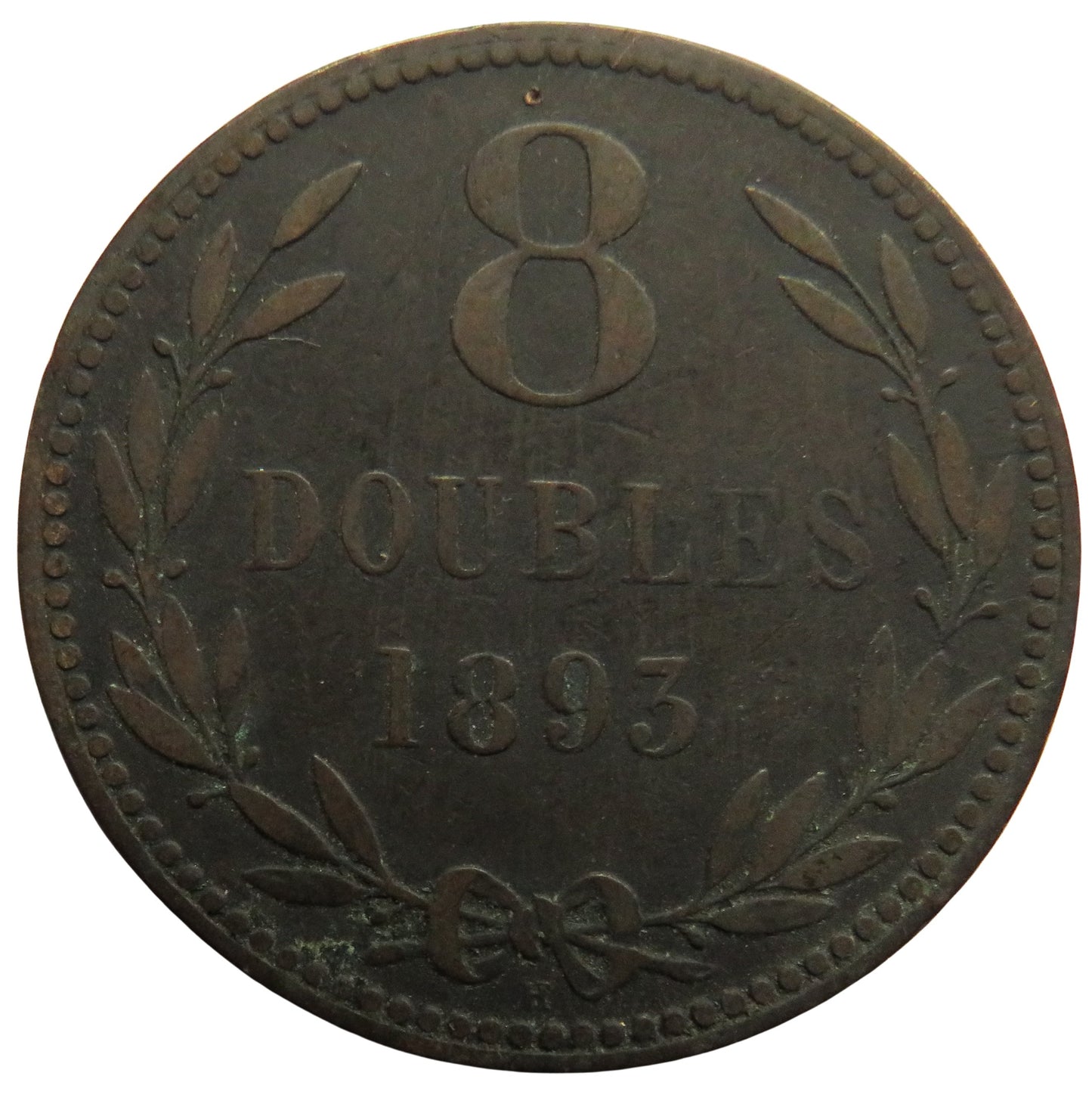 1893 Guernsey 8 Doubles Coin