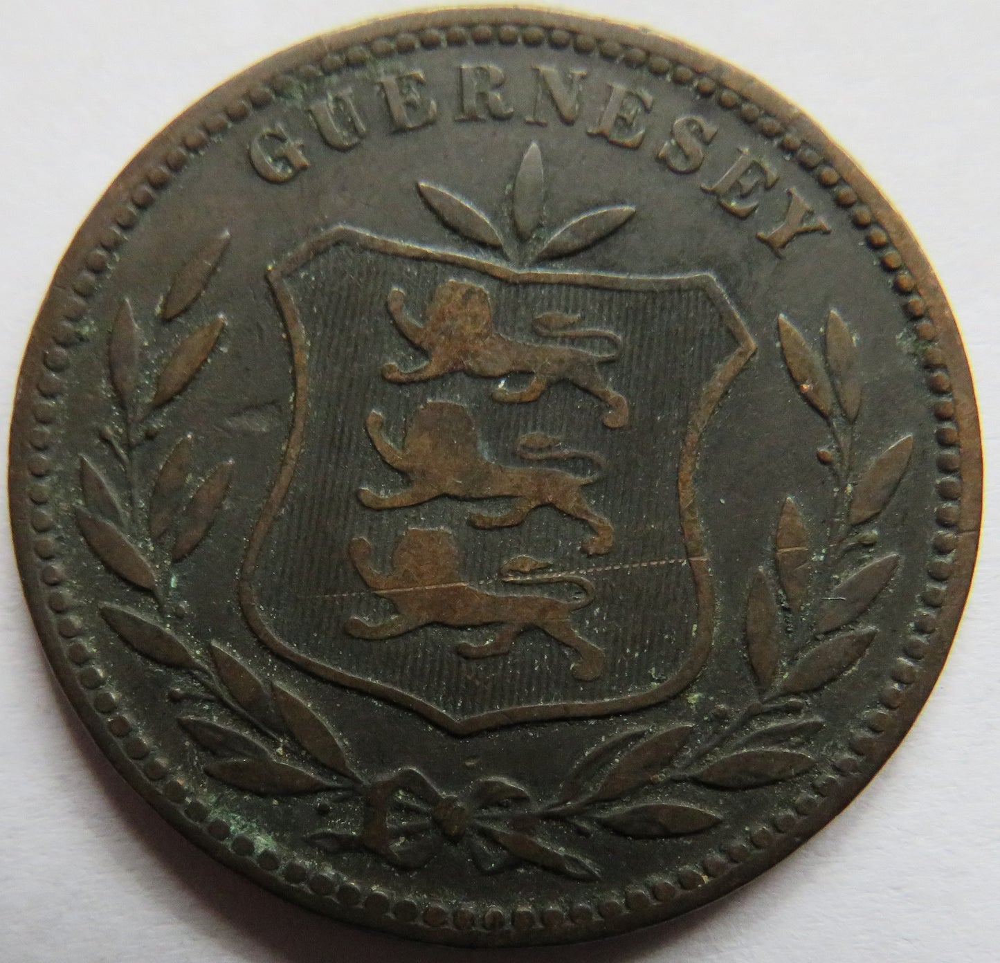 1893 Guernsey 8 Doubles Coin