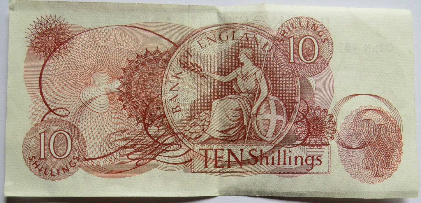 Bank of England 10 Ten Shillings Banknote J.S. Fforde (1967)
