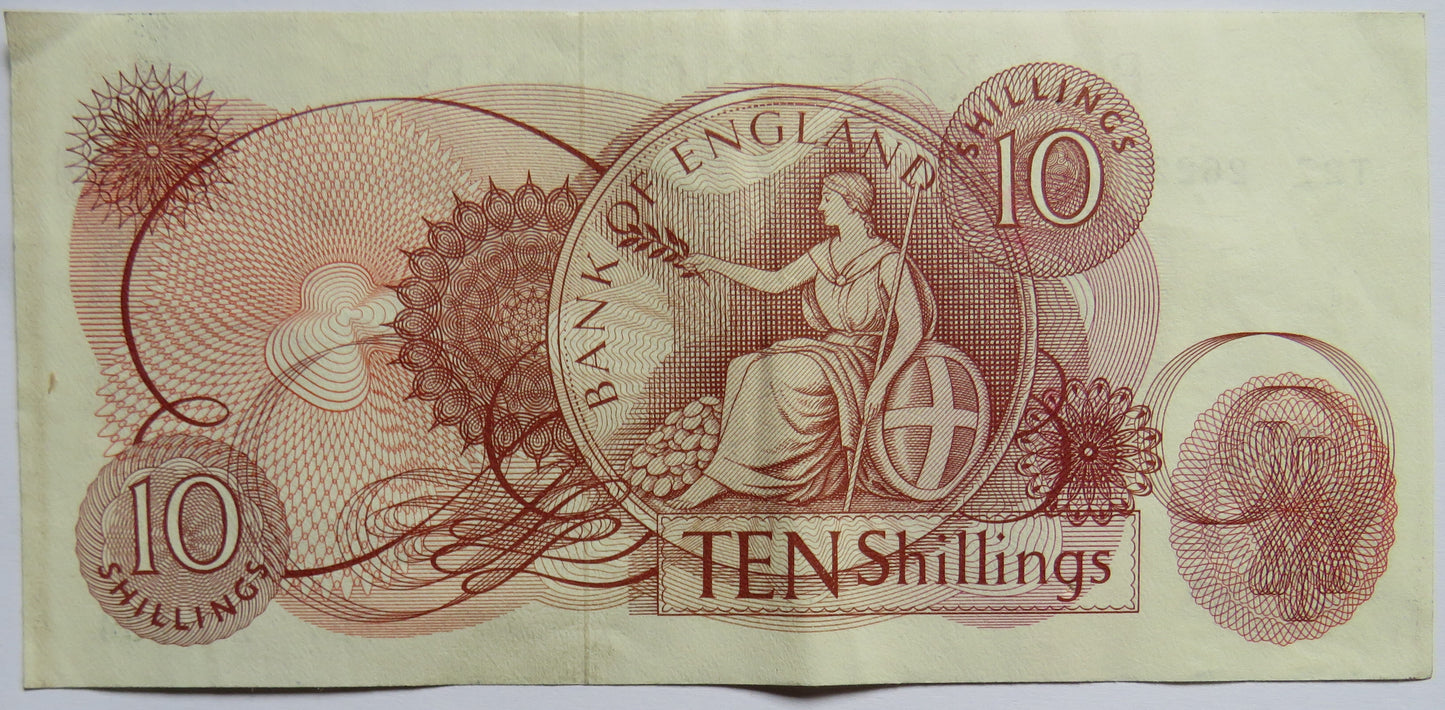 Bank of England 10 Ten Shillings Banknote J.Q. Hollom (1963) T27