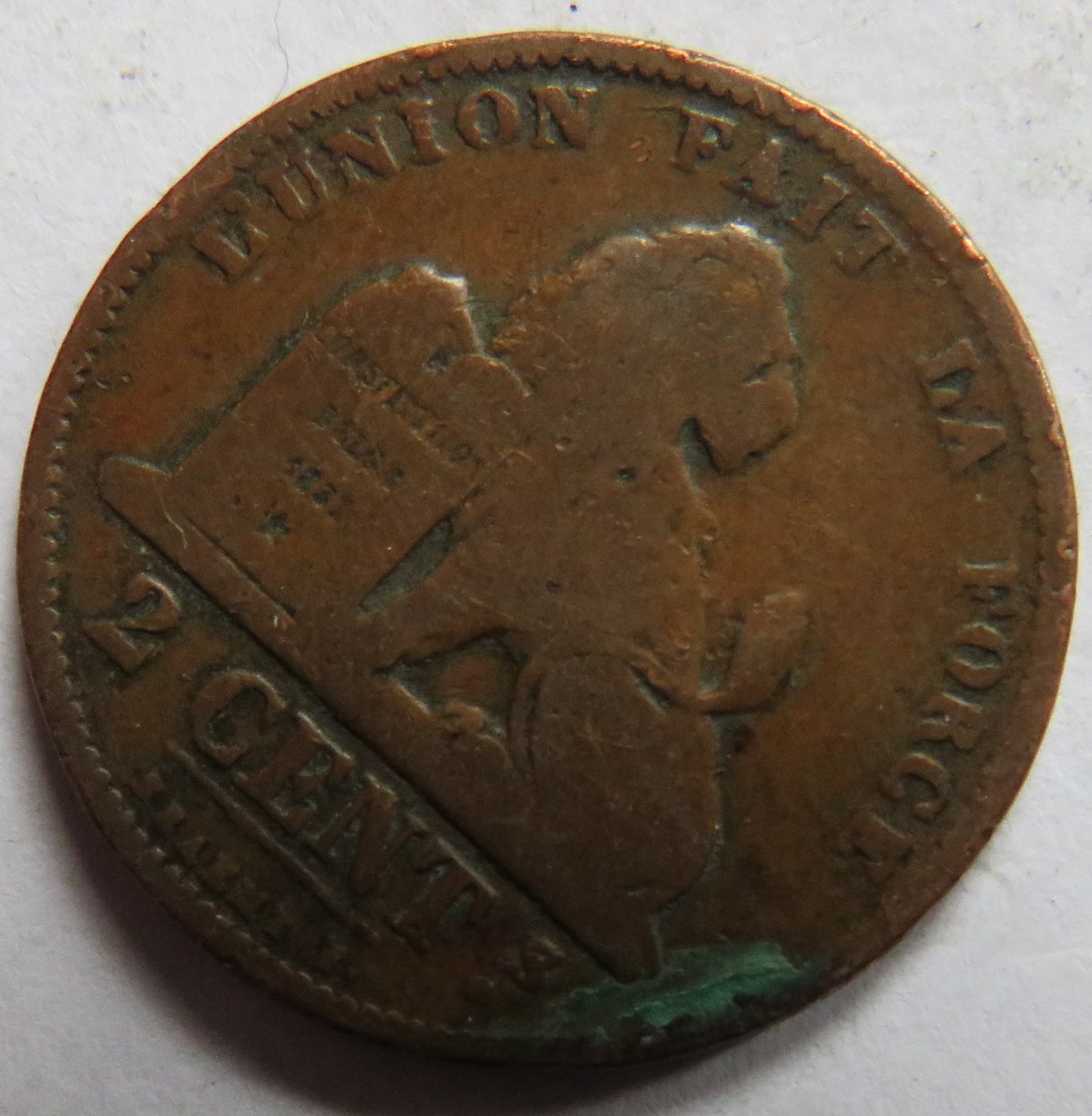 1870 Belgium 2 Centimes Coin