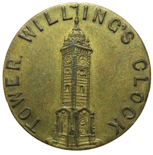 1887 "Tower Willing's Clock" Presented To The Town of Brighton Brass Token