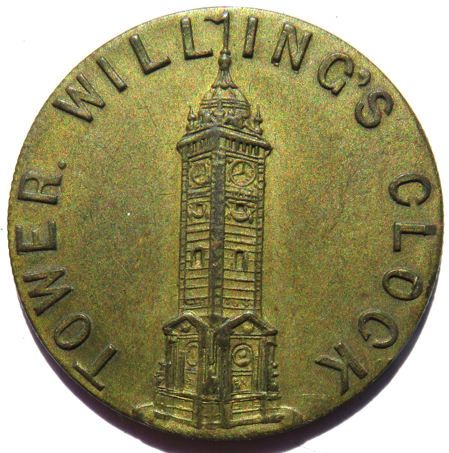 1887 "Tower Willing's Clock" Presented To The Town of Brighton Brass Token