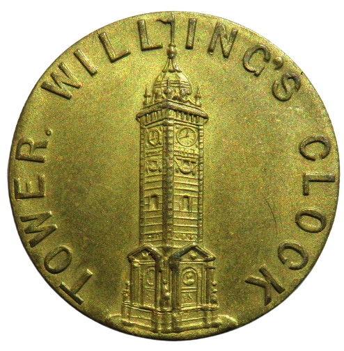 1887 "Tower Willing's Clock" Presented To The Town of Brighton Brass Token
