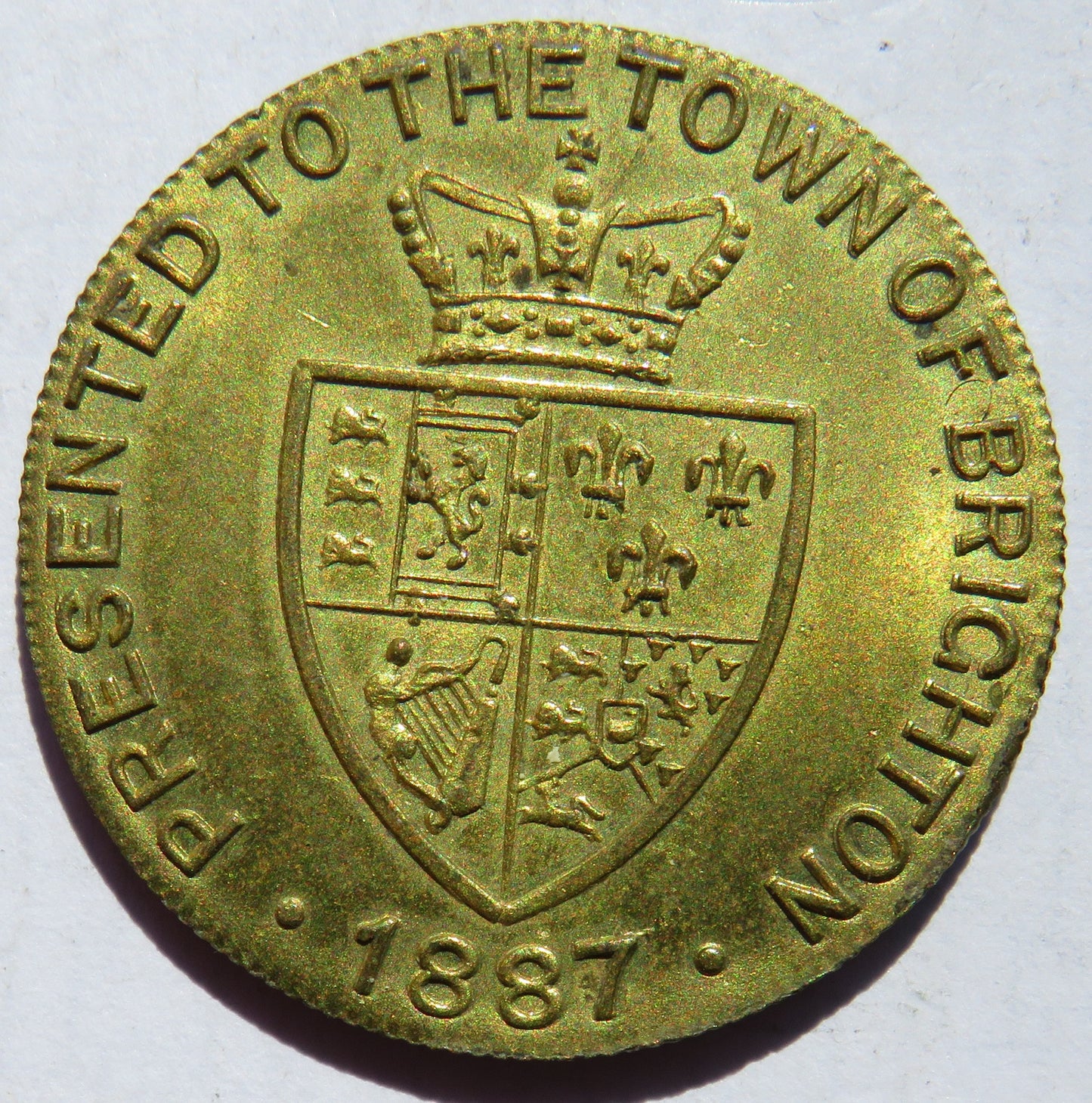 1887 "Tower Willing's Clock" Presented To The Town of Brighton Brass Token