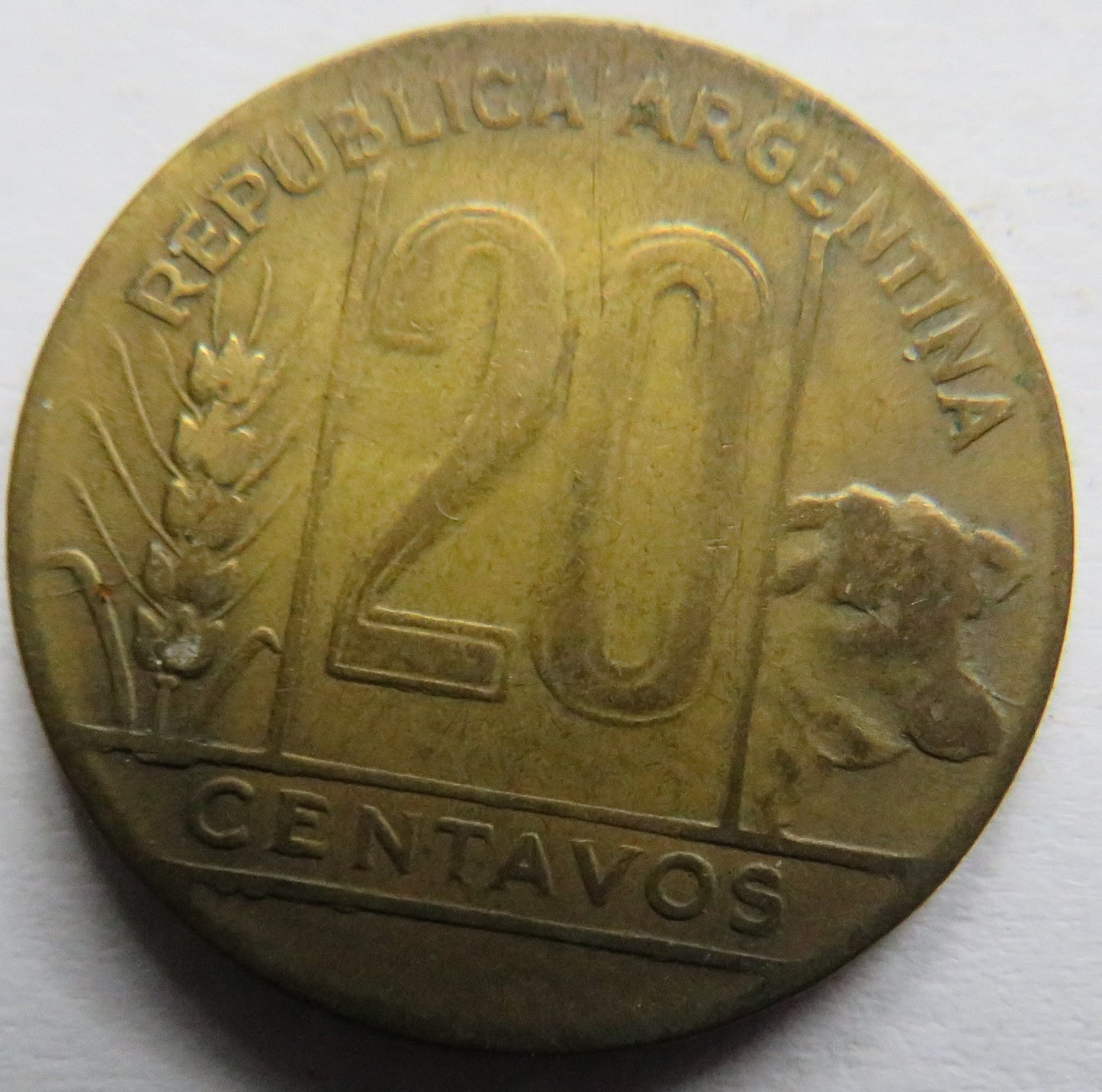 1945 Argentina 20 Centavos Coin