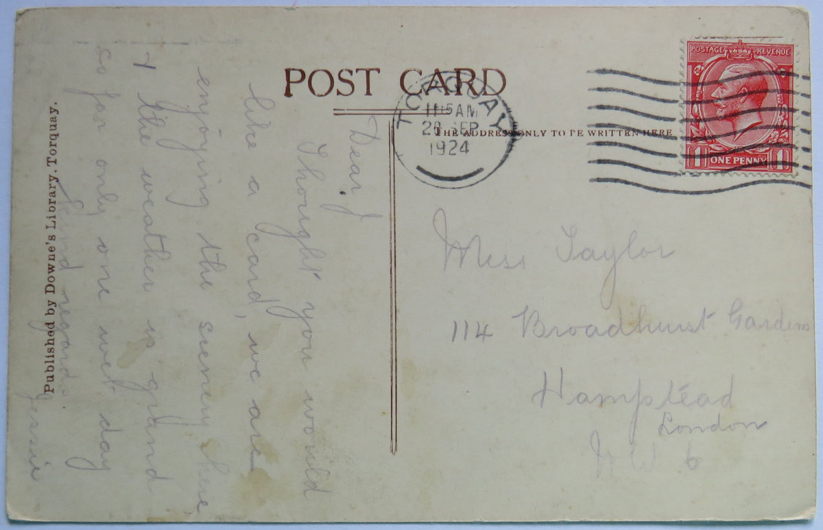 Vintage Postcard of Approach to Anstey's Cove, Torquay, 1924 image 2