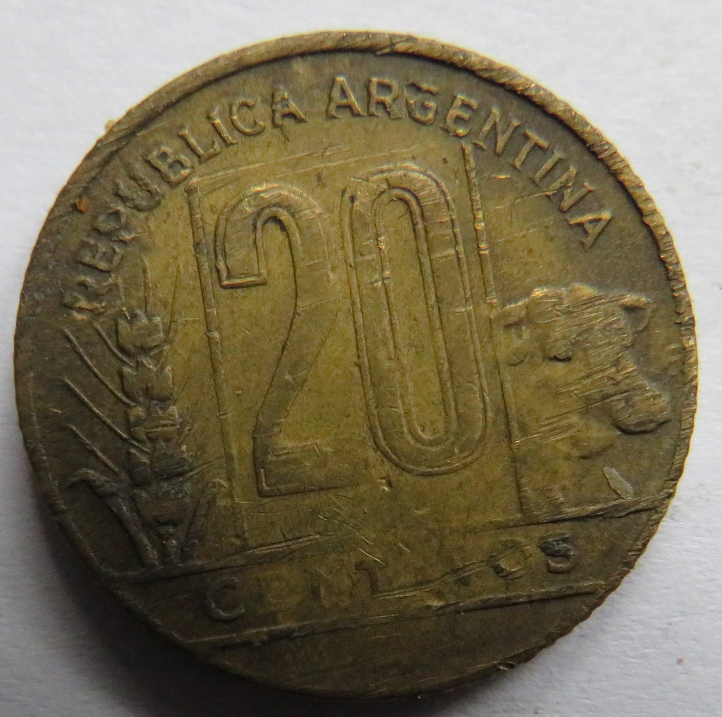 1947 Argentina 20 Centavos Coin