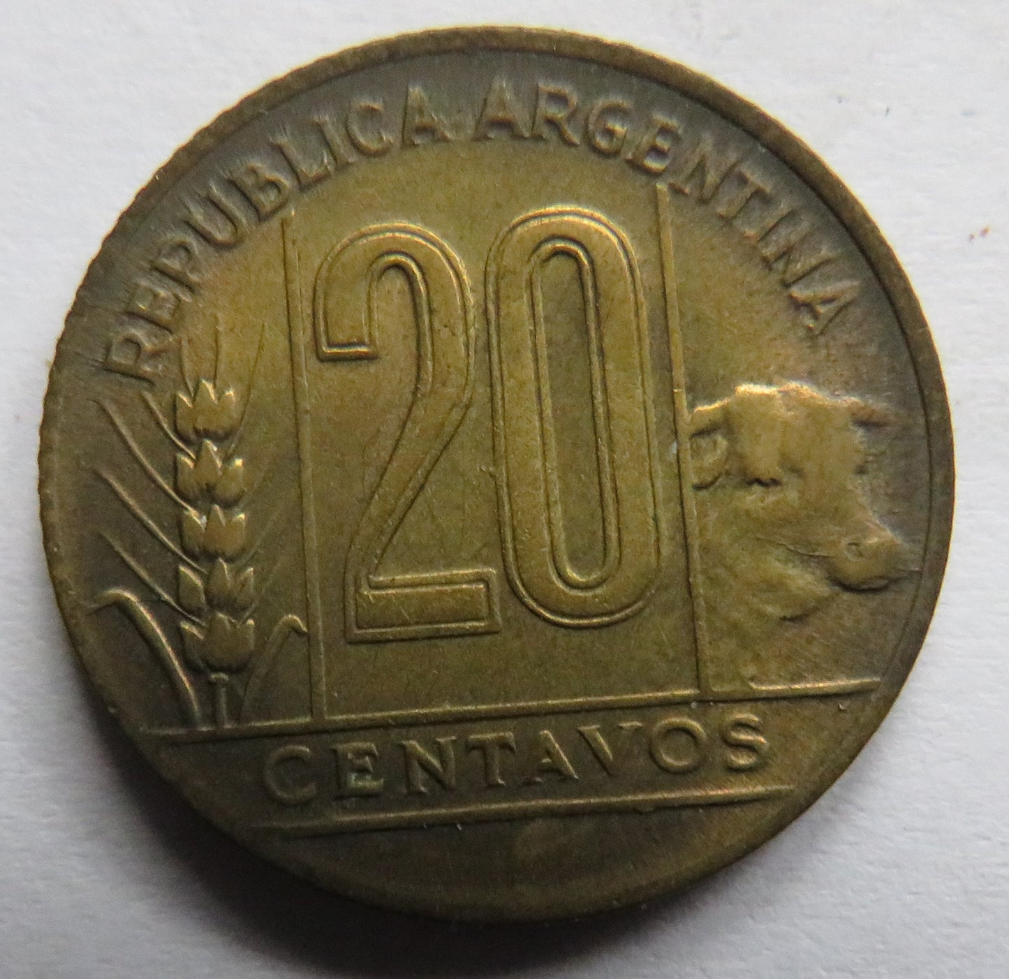 1948 Argentina 20 Centavos Coin