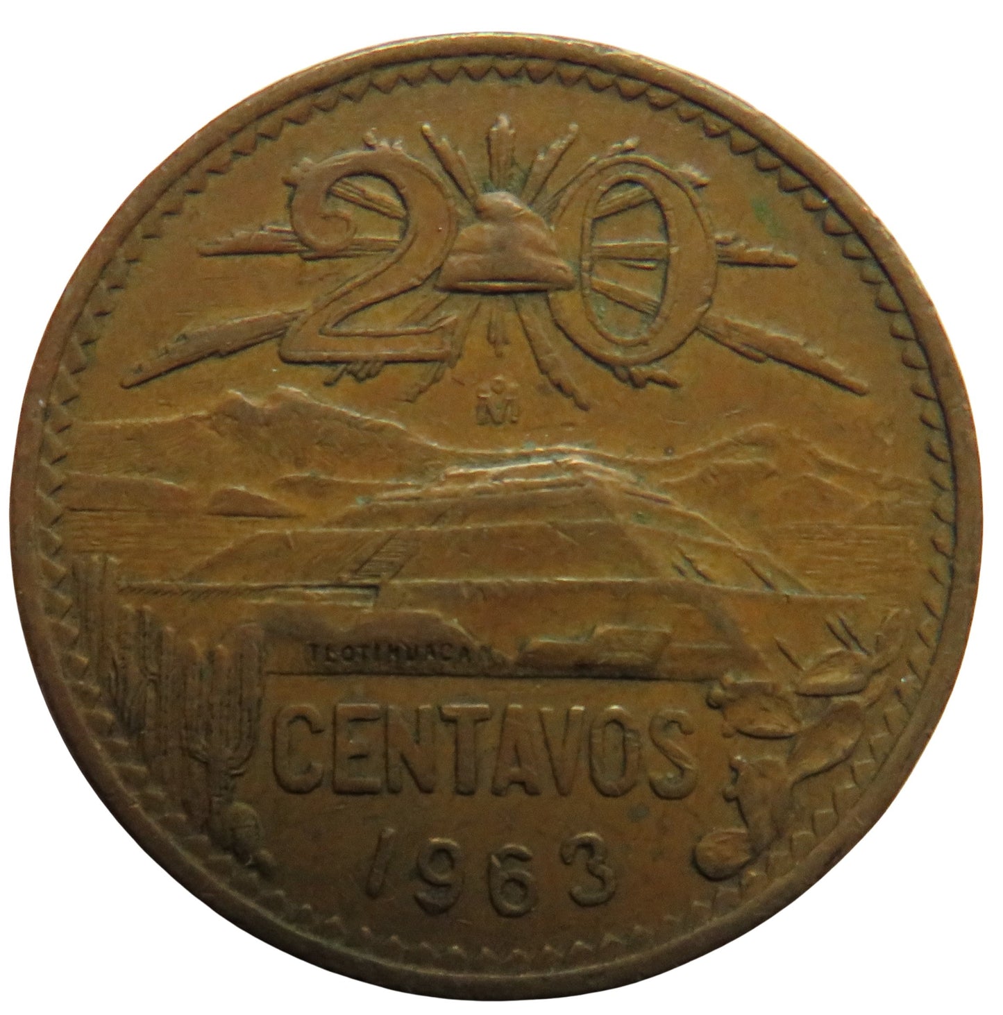 1963 Mexico 20 Centavos Coin