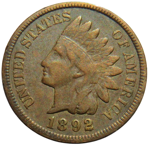 1892 United States of America Indian Head One Cent Coin