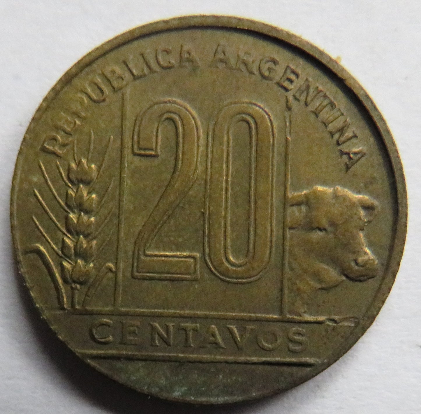 1950 Argentina 20 Centavos Coin