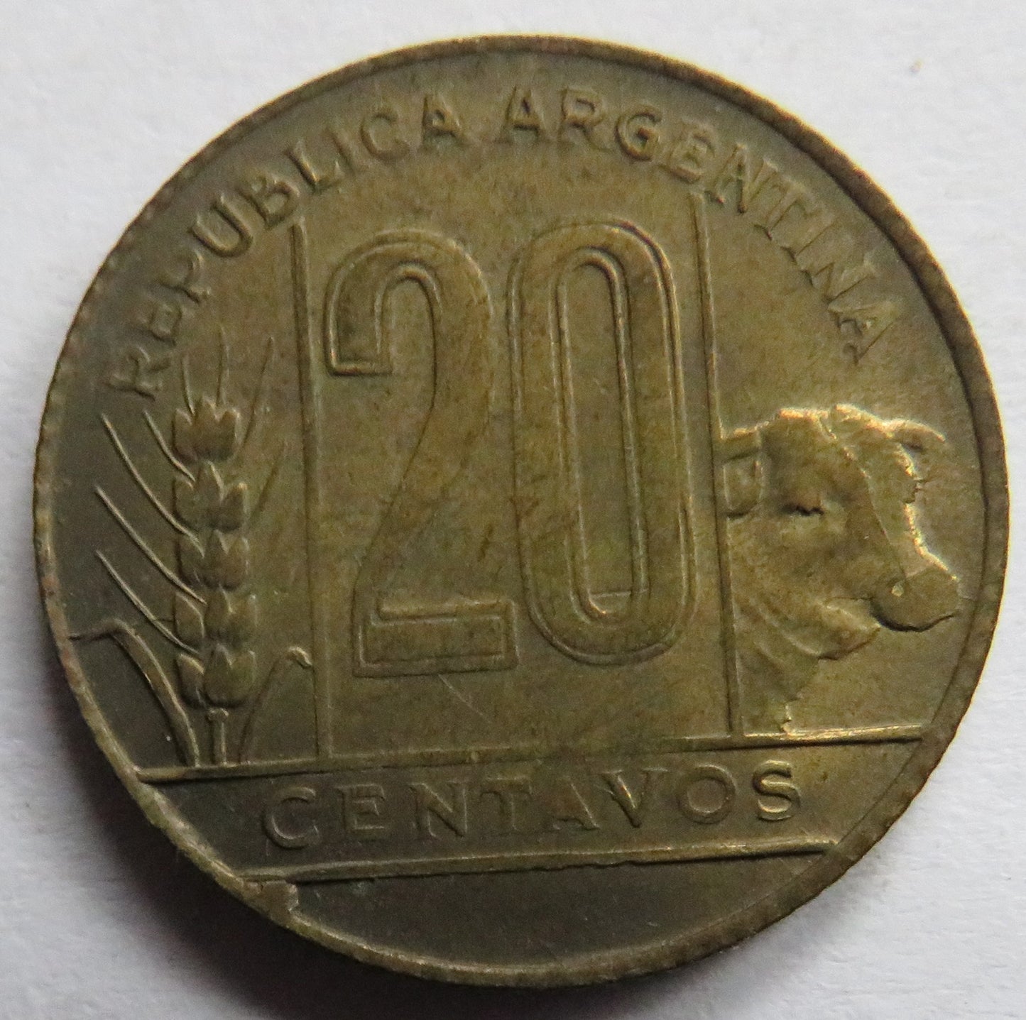 1950 Argentina 20 Centavos Coin