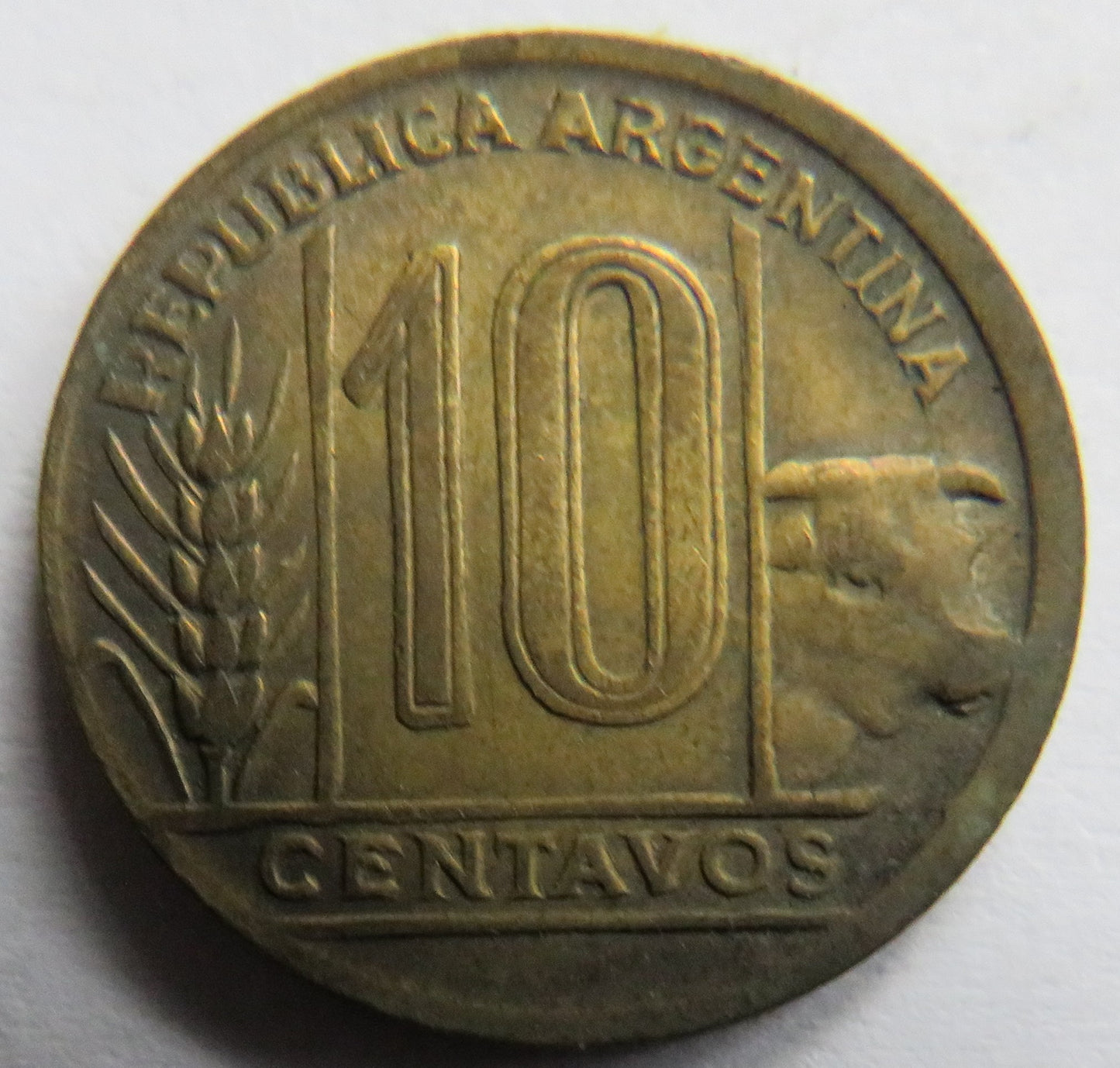 1948 Argentina 10 Centavos Coin