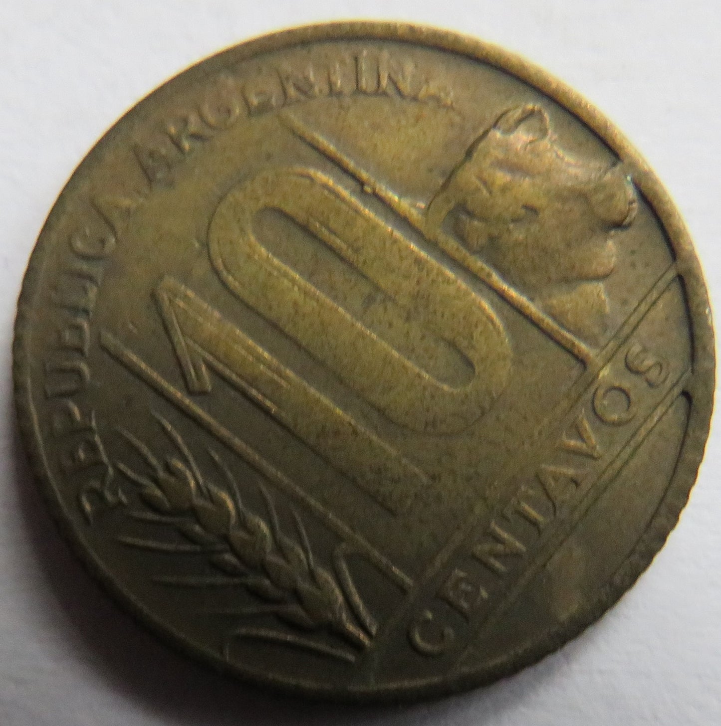 1949 Argentina 10 Centavos Coin