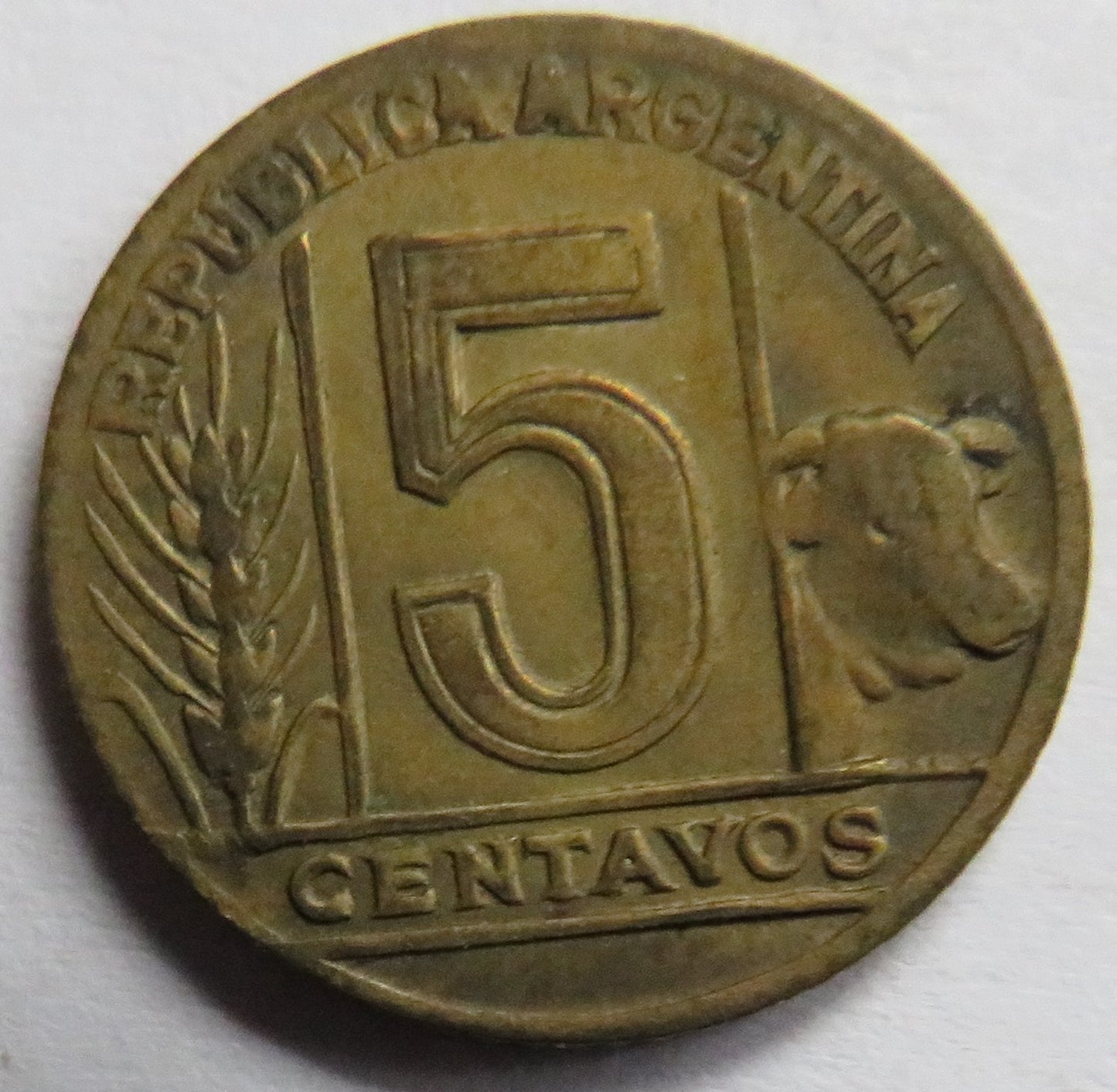 1947 Argentina 5 Centavos Coin
