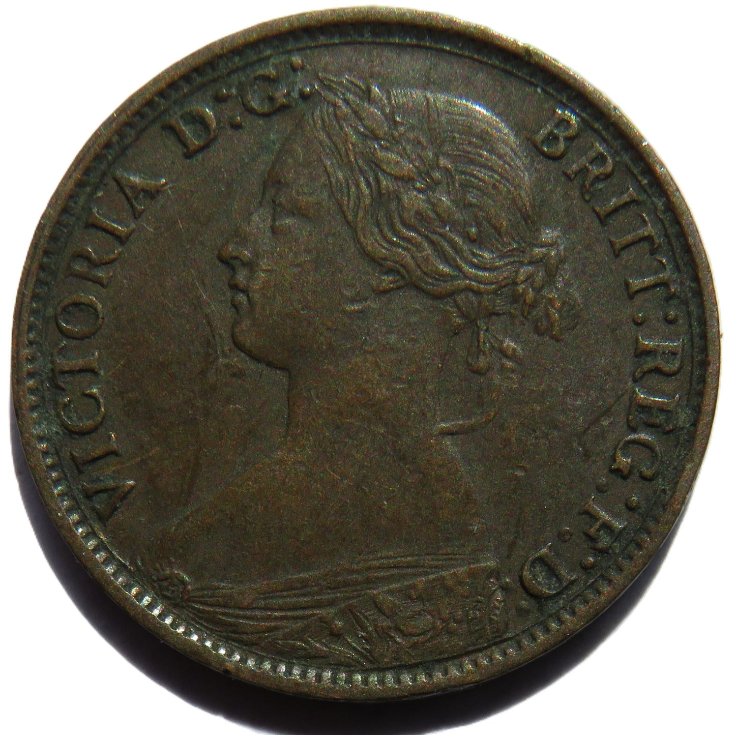 1861 Queen Victoria Bun Head Farthing Coin - Great Britain