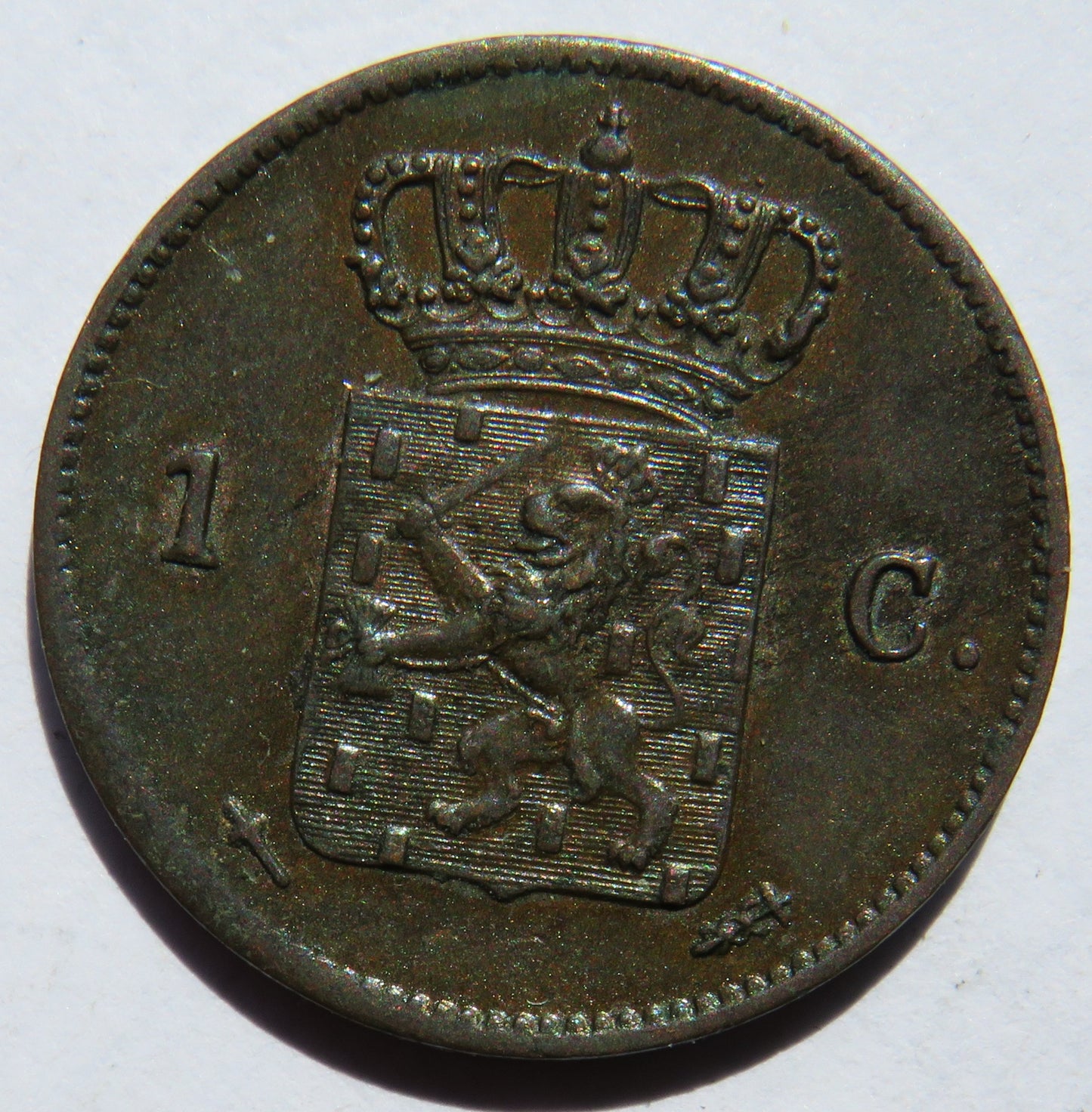 1863 Netherlands One Cent Coin In Excellent Condition