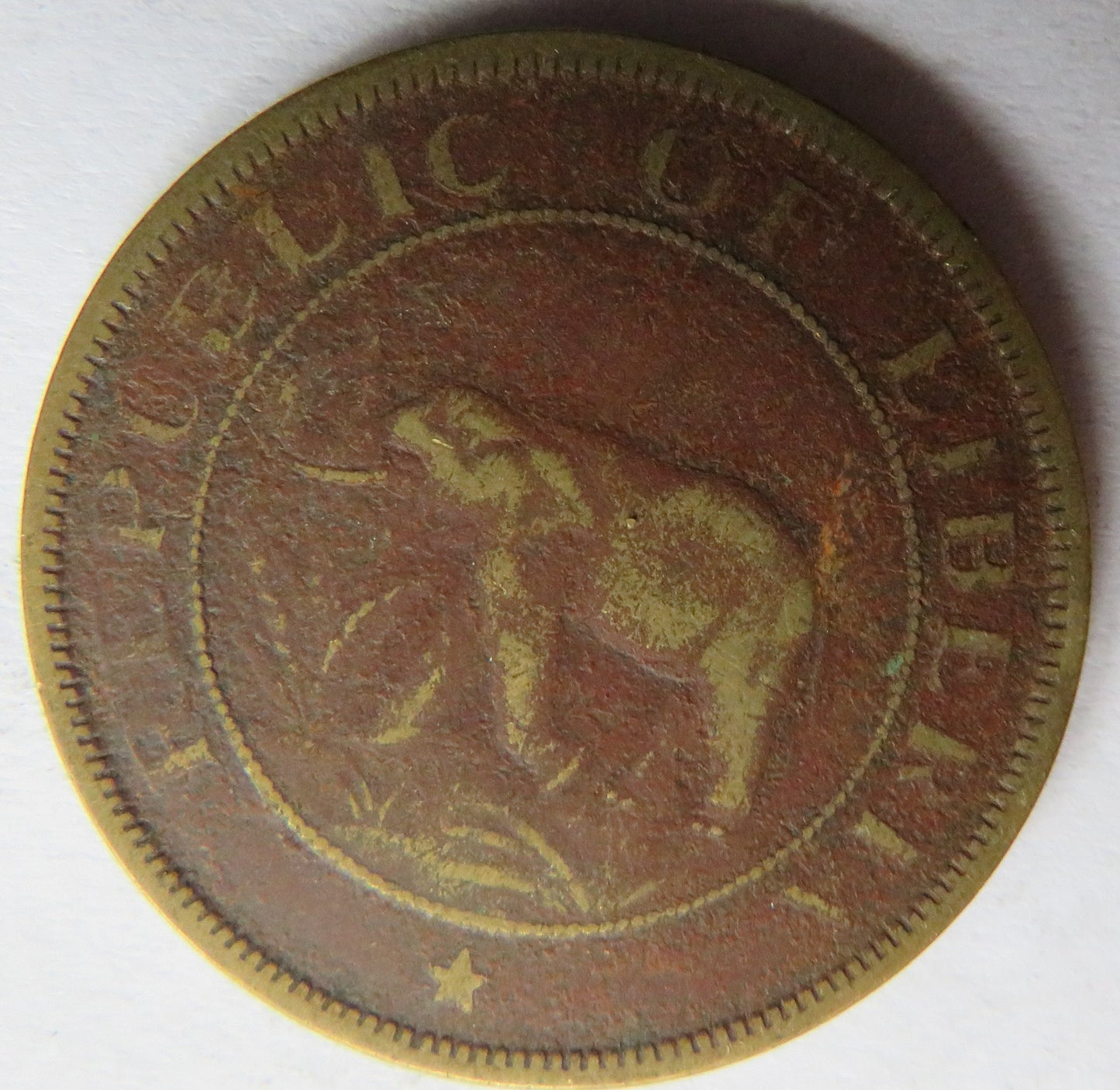 1937 Republic of Liberia 2 Cents Coin
