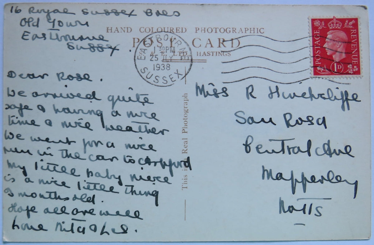 Vintage Multiview Postcard of Eastbourne including New Band Enclosure and Holywell Retreat, 1938 image 2